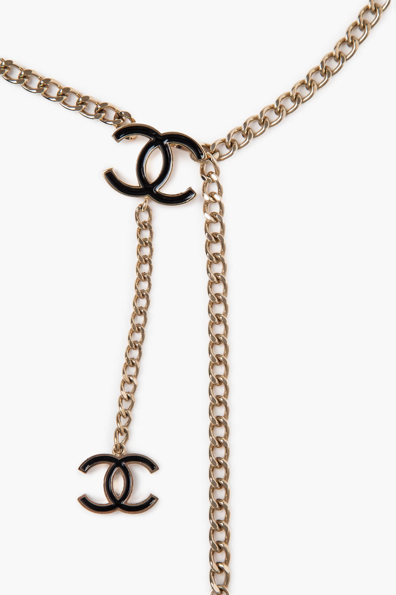 Chanel 10V Black Gold Tone CC Chain Belt