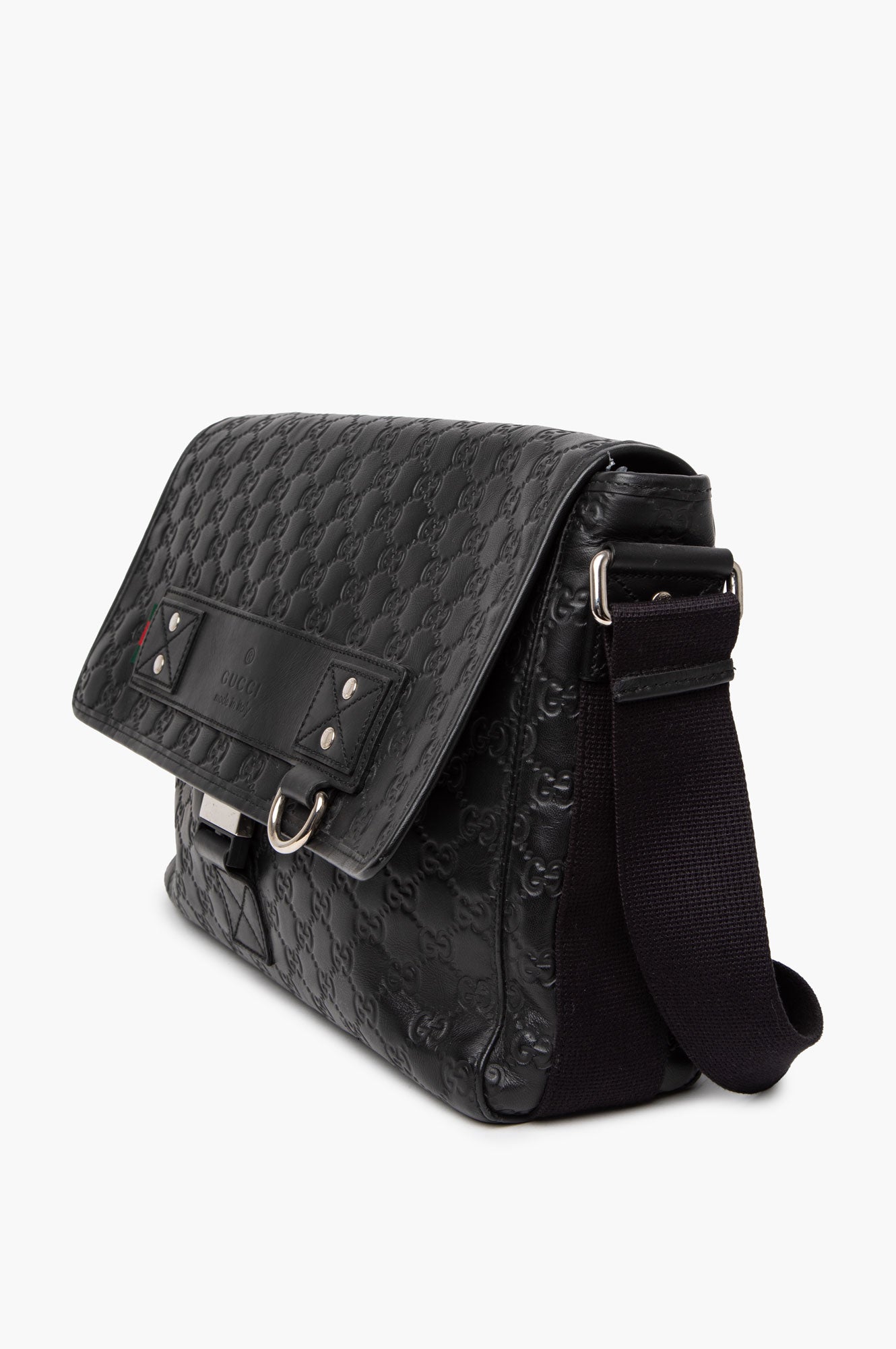 Gucci Black Guccissima Rubber Medium Messenger Bag