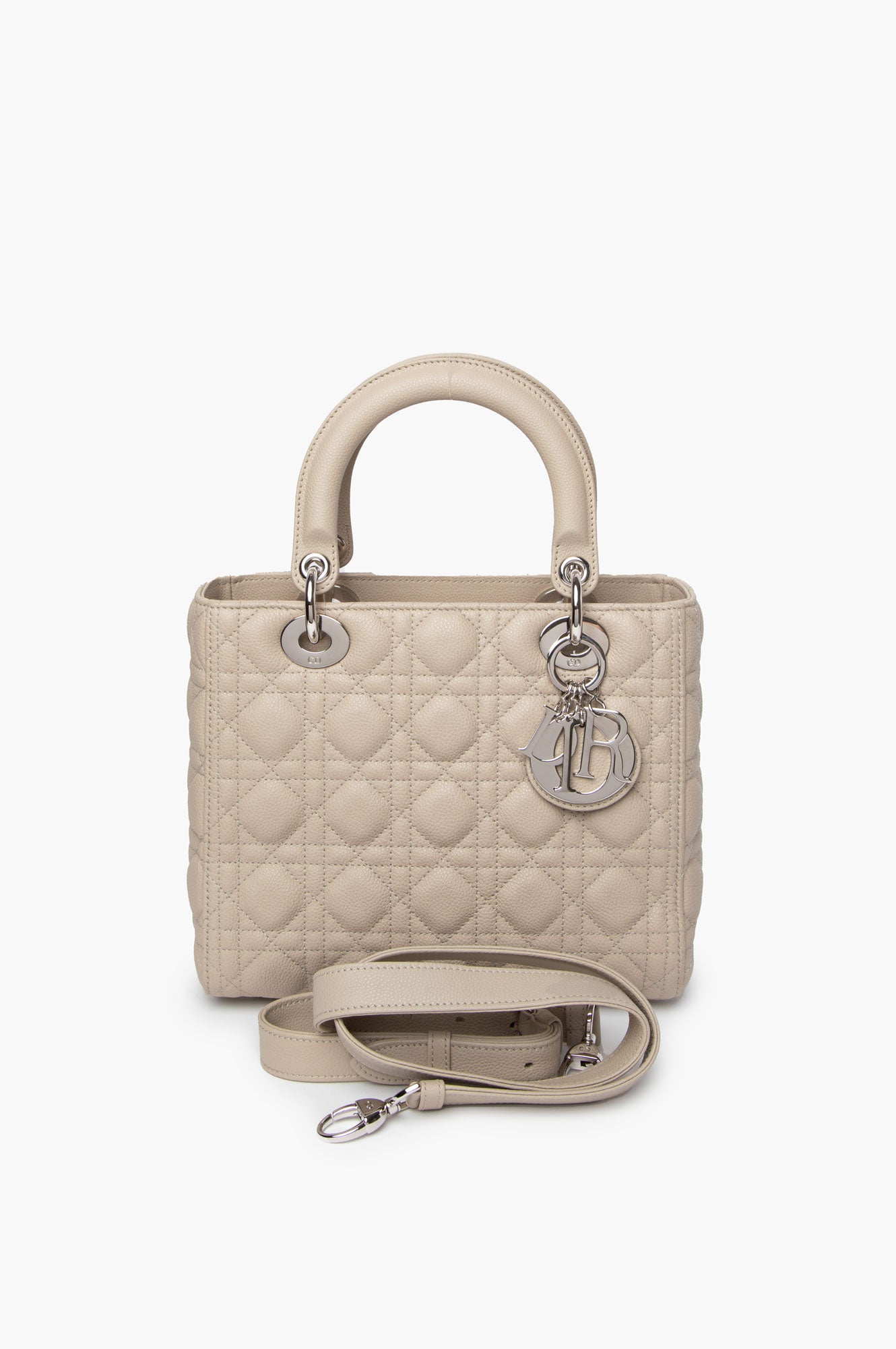 Christian Dior Beige Lady Dior CalfSkin Medium Bag