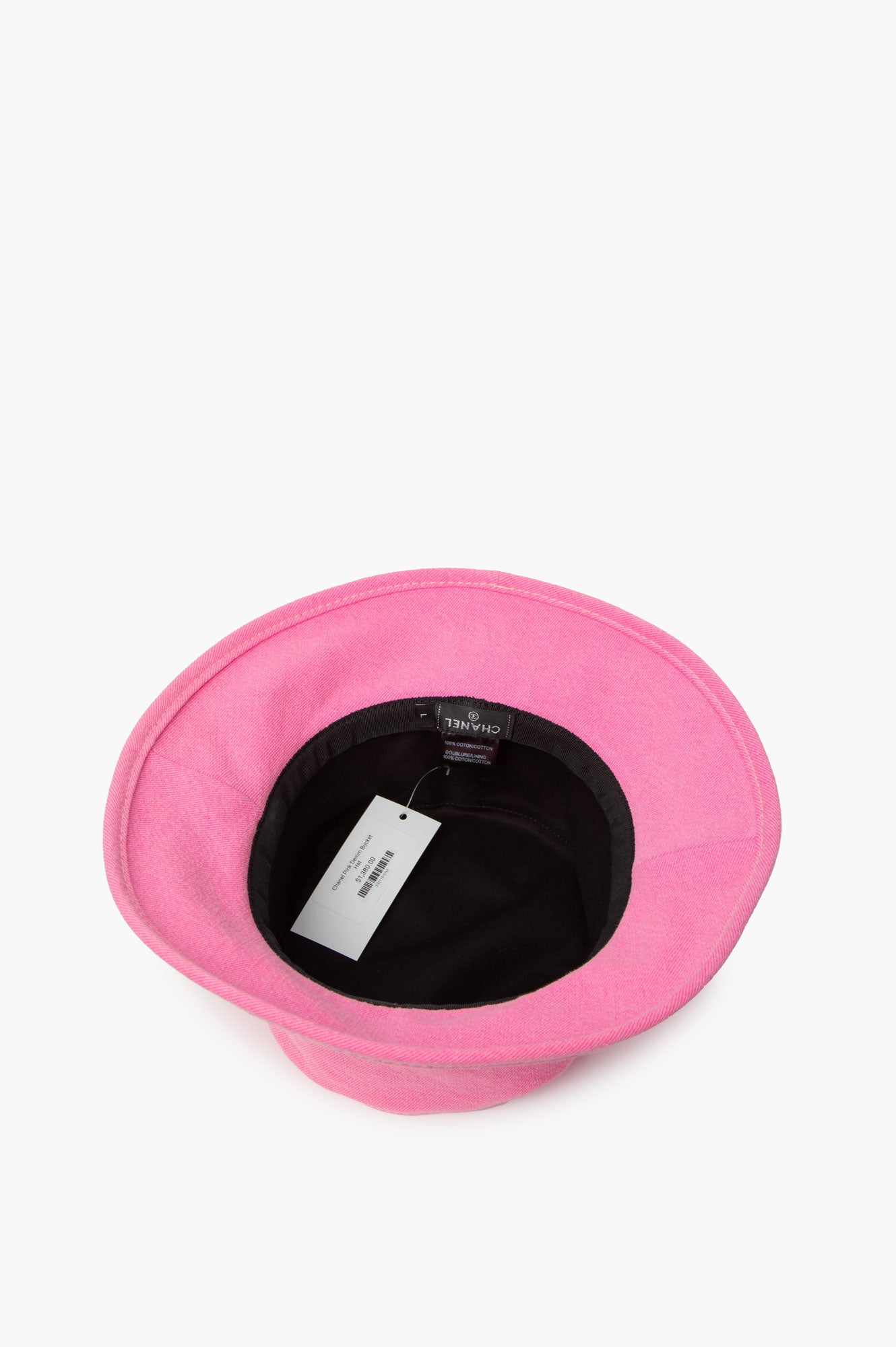 Chanel Pink Denim Bucket Hat Size L