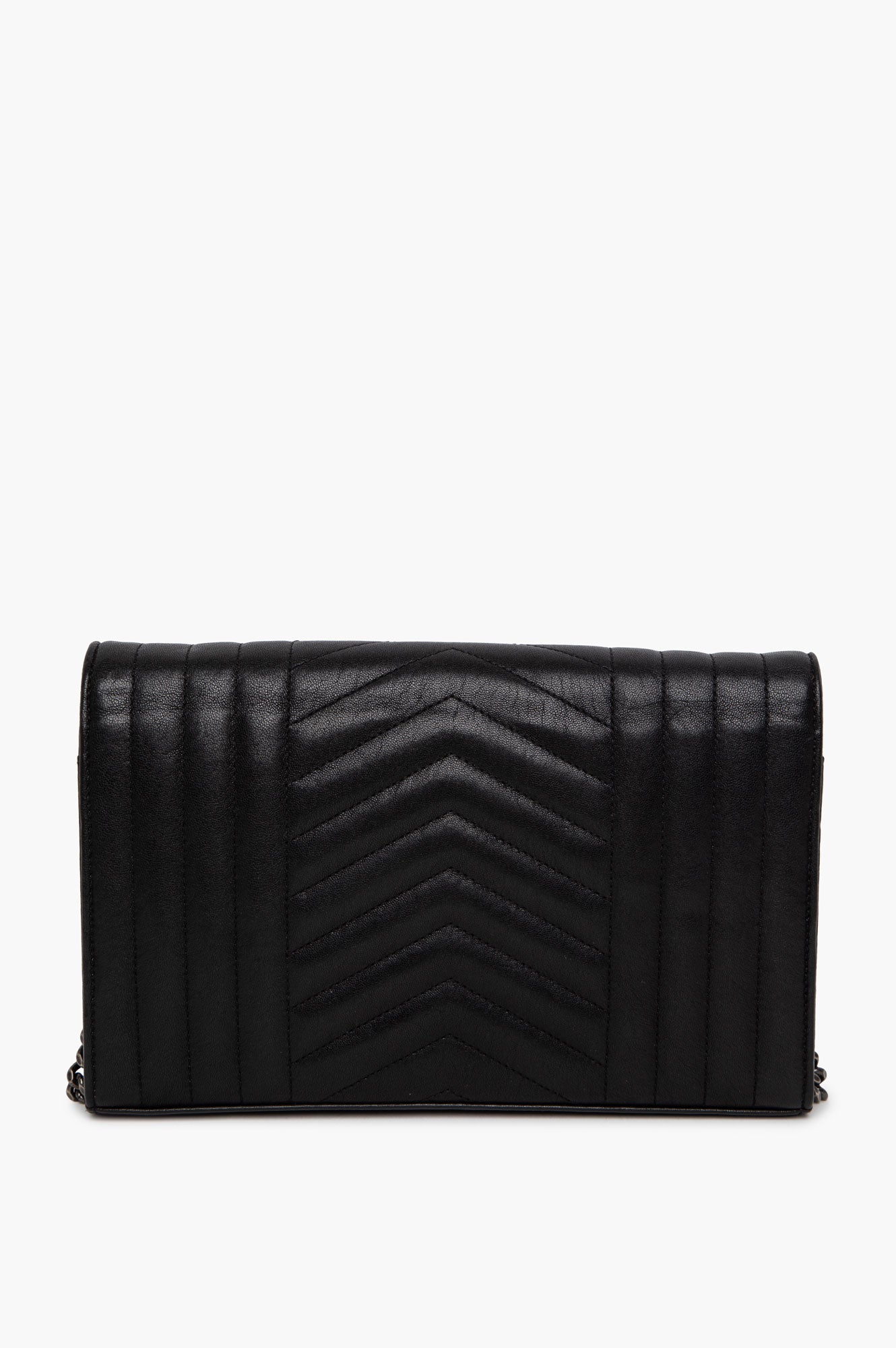 Saint Laurent Limited Edition Black Quilted Leather Embellished Monogramme Envelope Chain Wallet