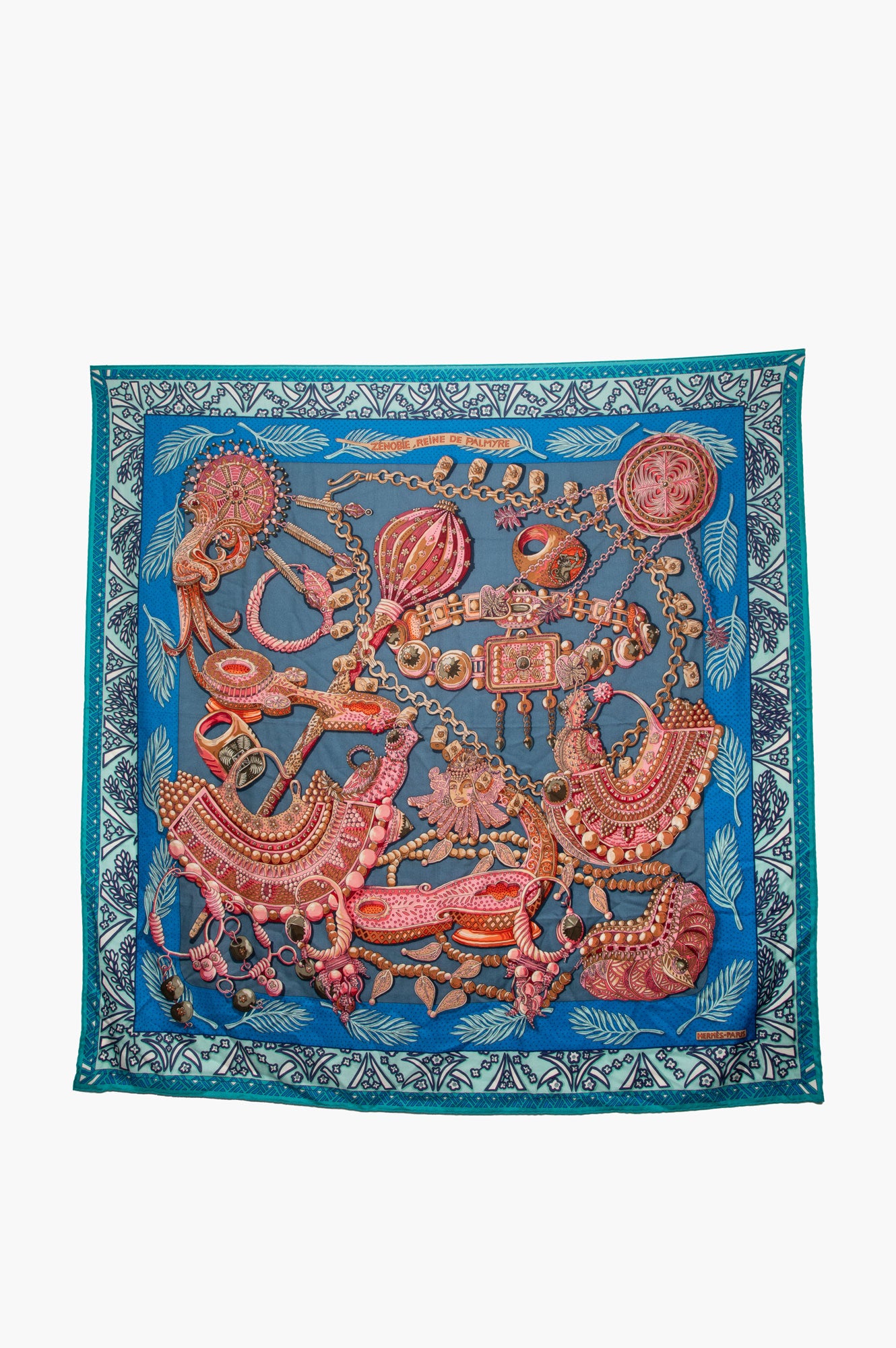 Hermès Blue Cashmere "Zenobie, Riene de Palmyre" Scarf