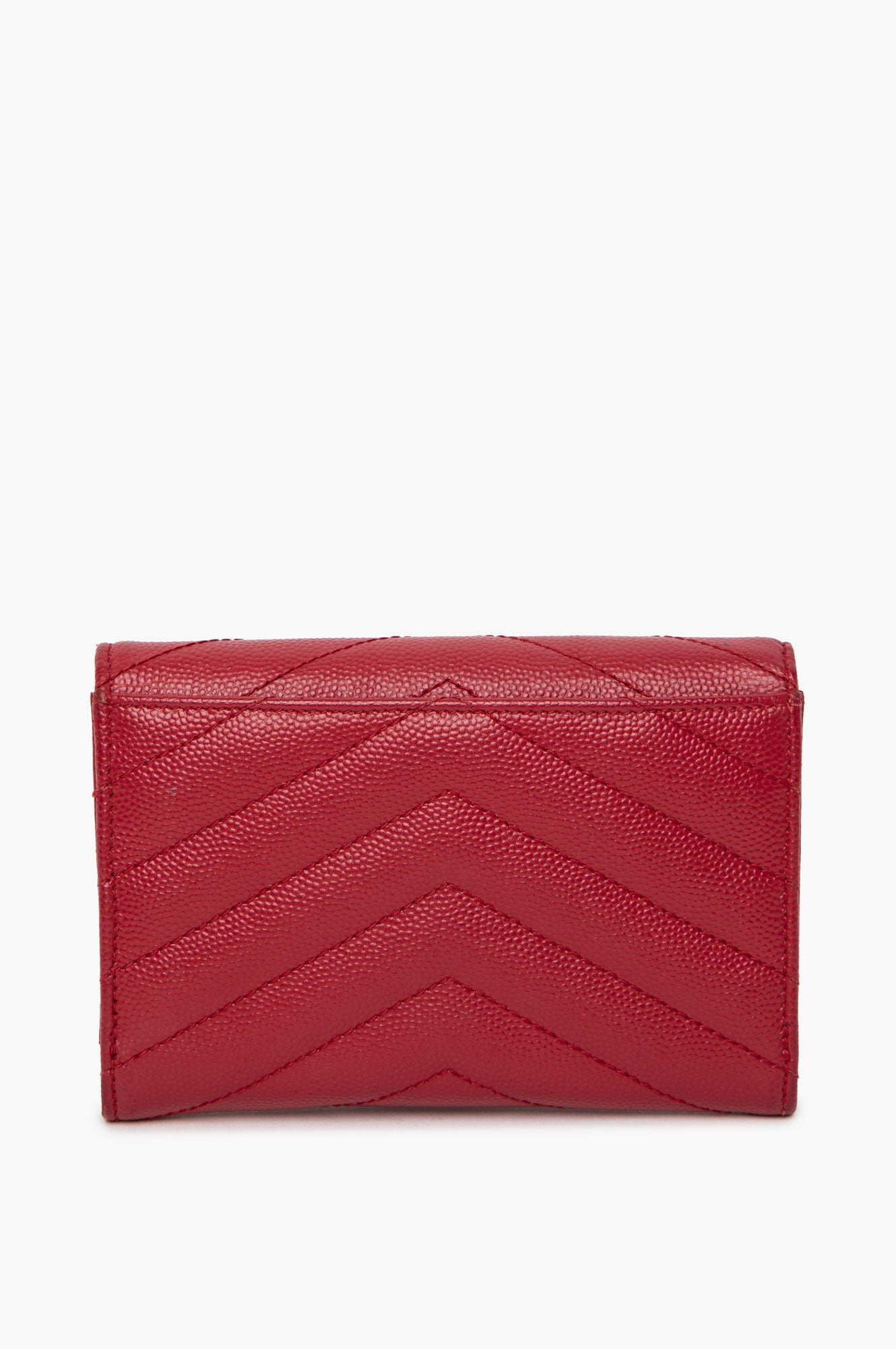 Saint Laurent Red Leather Matelassé Envelope Wallet
