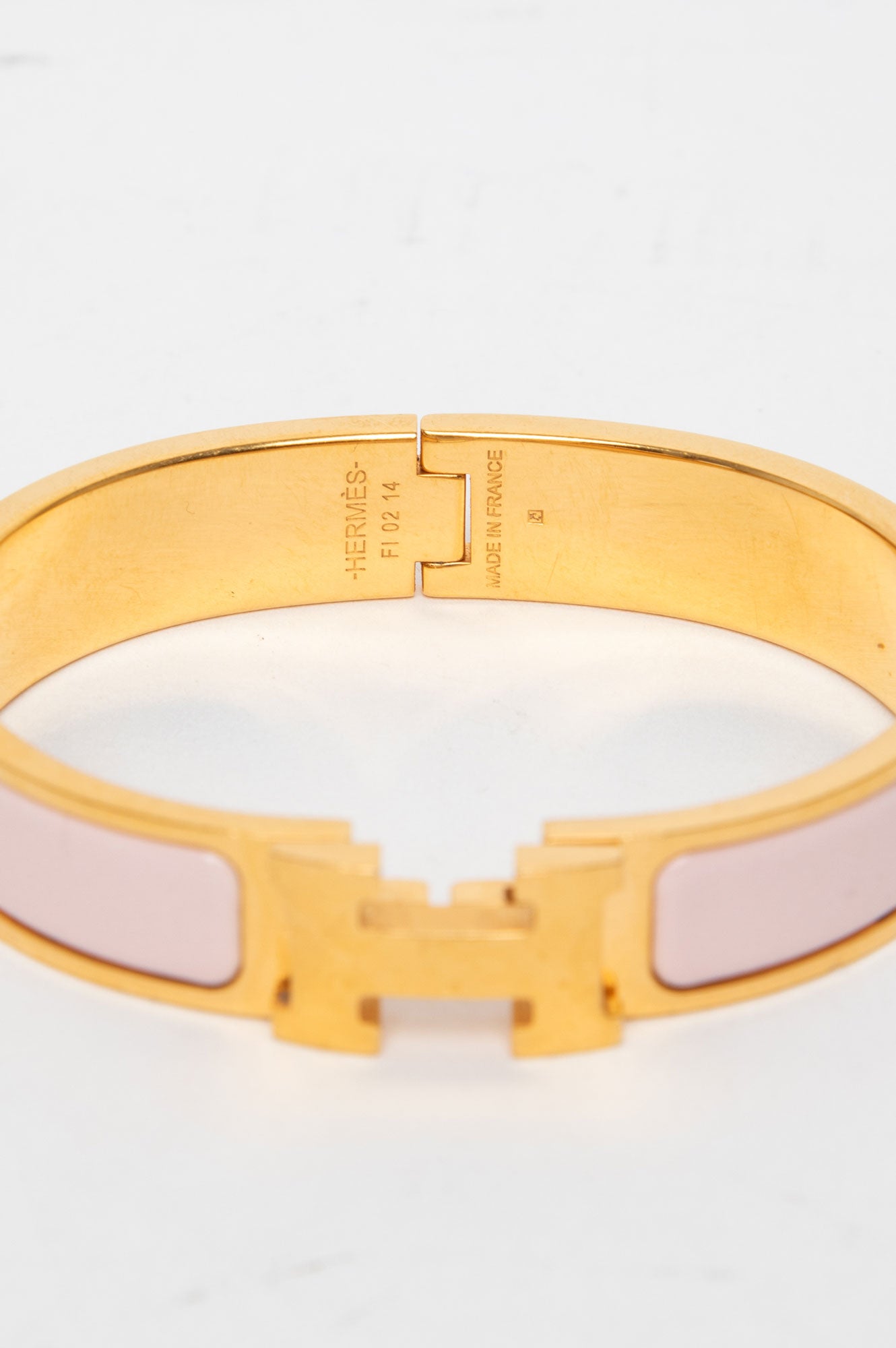 Hermès Rose Candeur Yellow Gold Plated Clic H Bracelet