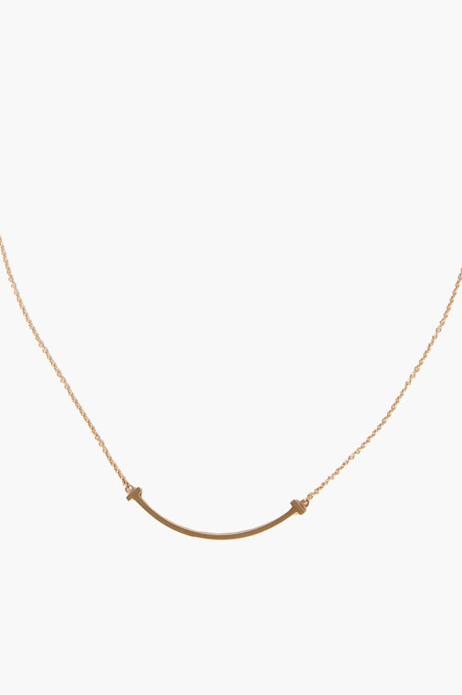 Tiffany & Co. 18k Yellow Gold T Smile Pendent Necklace