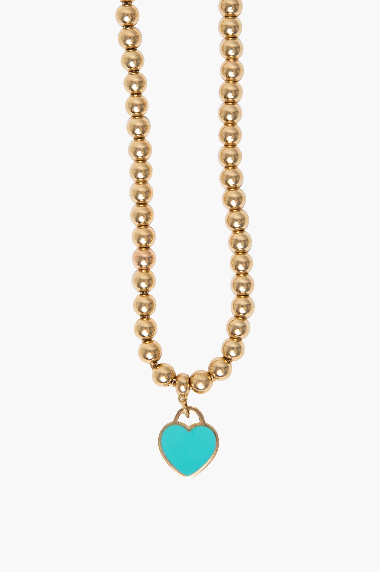 Tiffany & Co. 18K Yellow Gold Return to Tiffany Mini Heart Tag Bead Bracelet