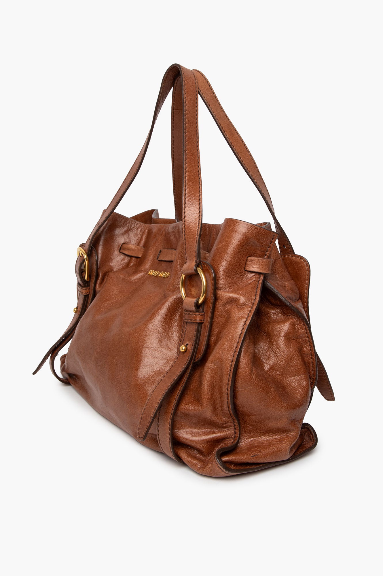Miu Miu Brown Vitello Leather Shoulder Bag