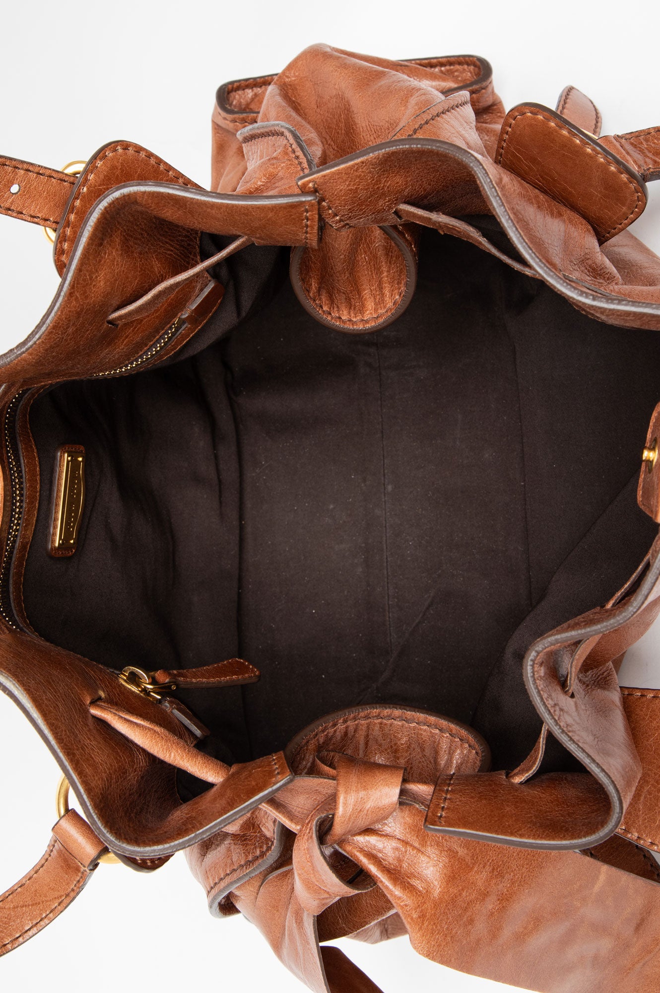 Miu Miu Brown Vitello Leather Shoulder Bag