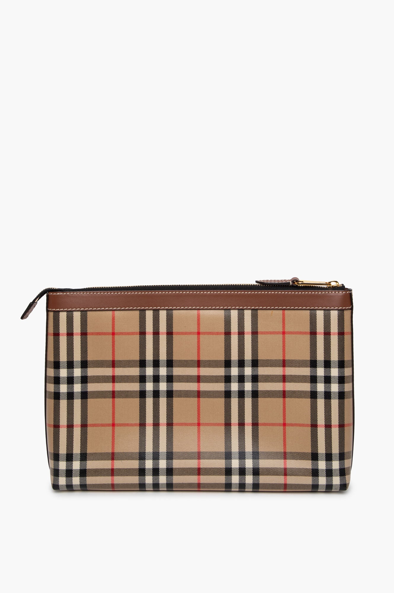 Burberry Vintage Check Coated Gabardine Zip Clutch
