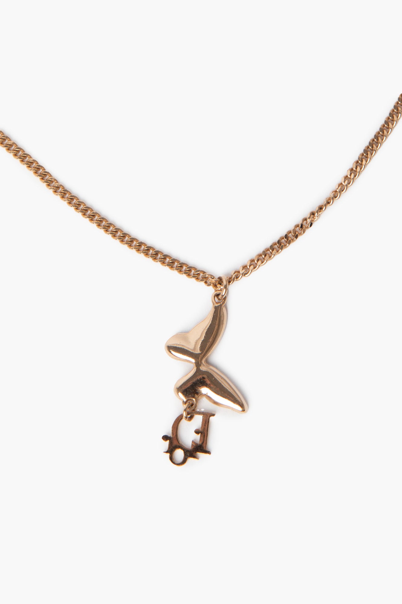 Christian Dior Gold Color Butterfly Necklace