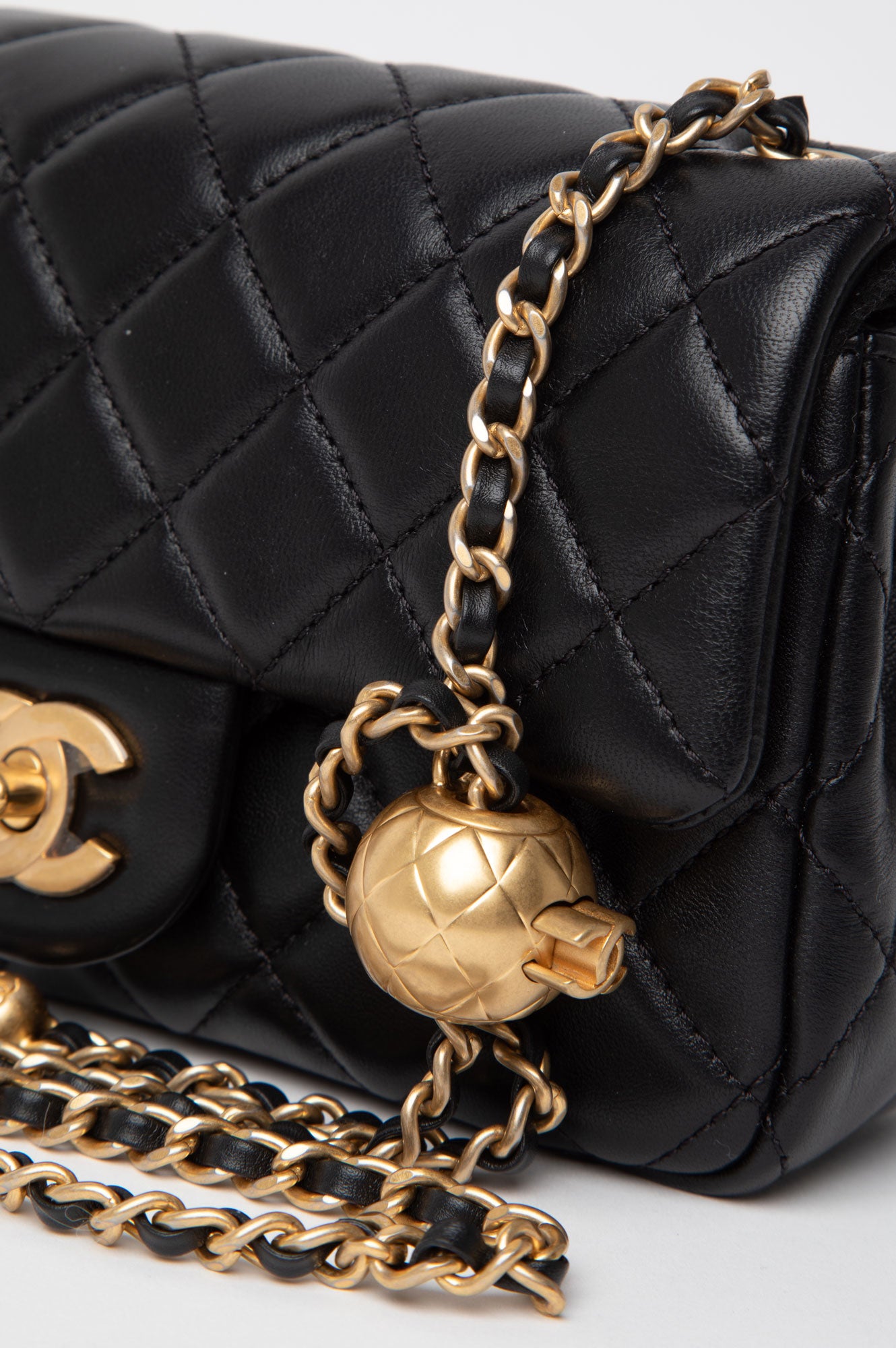 Chanel 2021 Black Mini Rectangle Pearl Crush Flap Bag