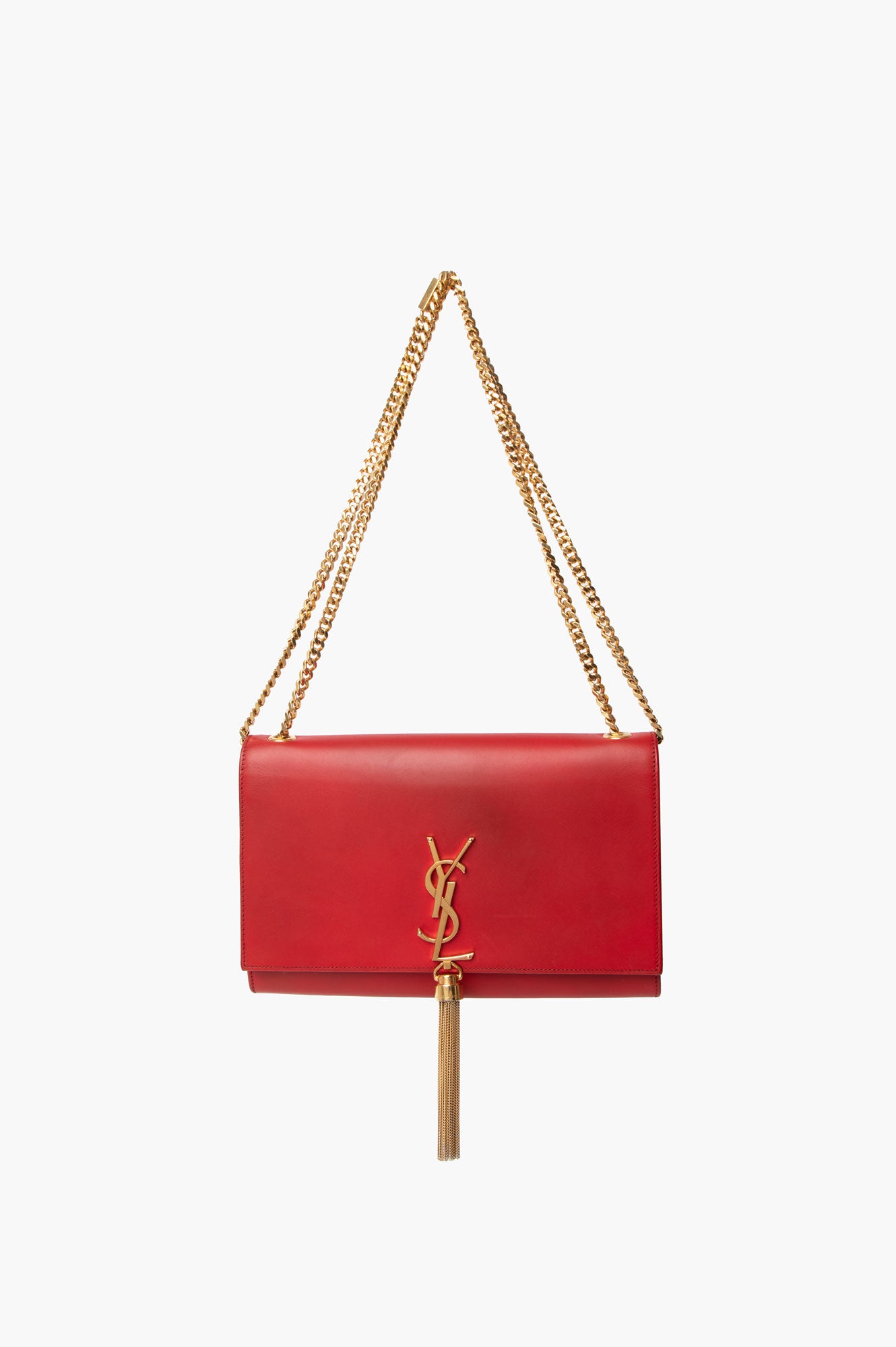 Saint Laurent Red Calfskin Medium Classic Kate Tassel Bag