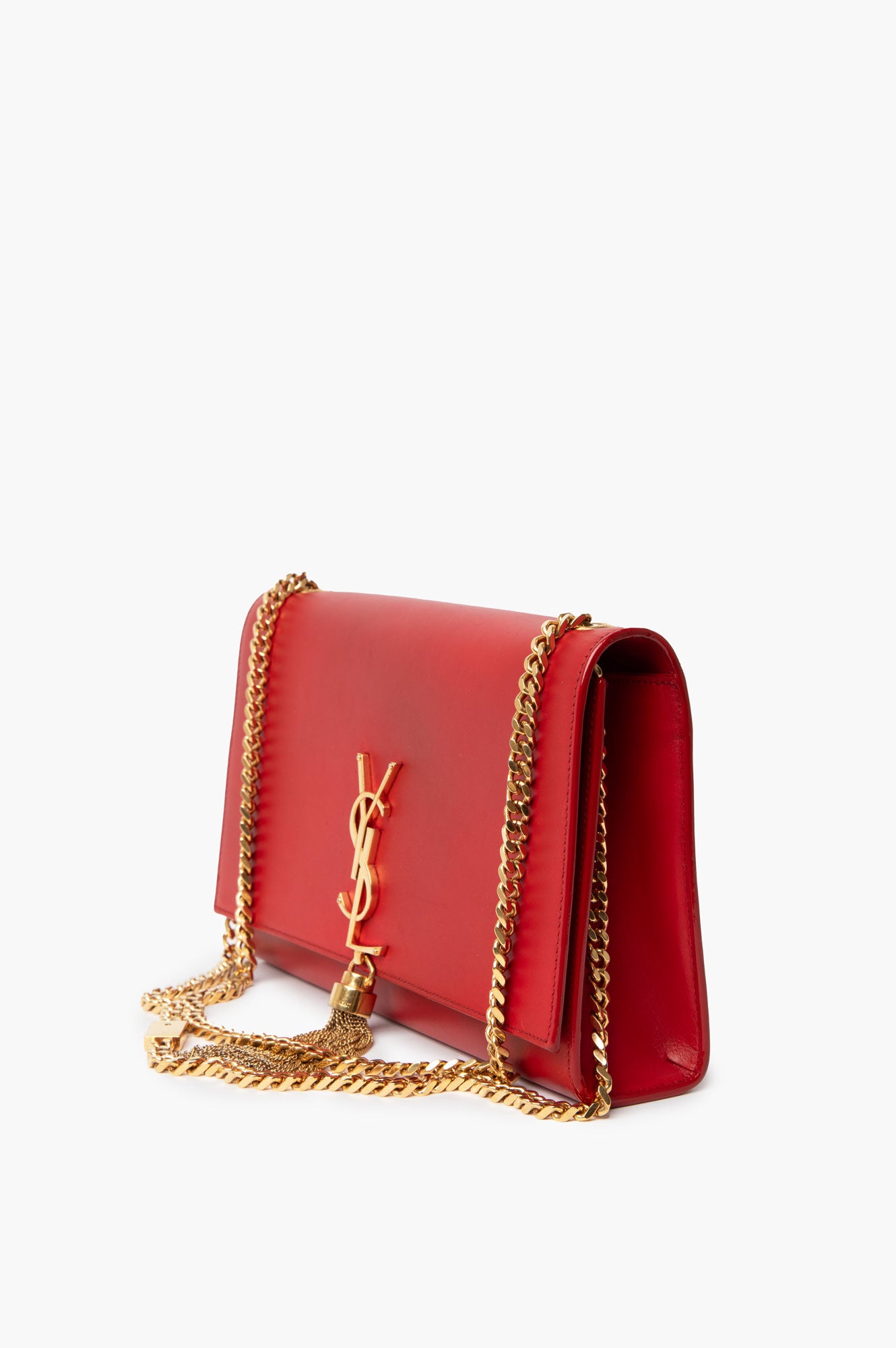 Saint Laurent Red Calfskin Medium Classic Kate Tassel Bag