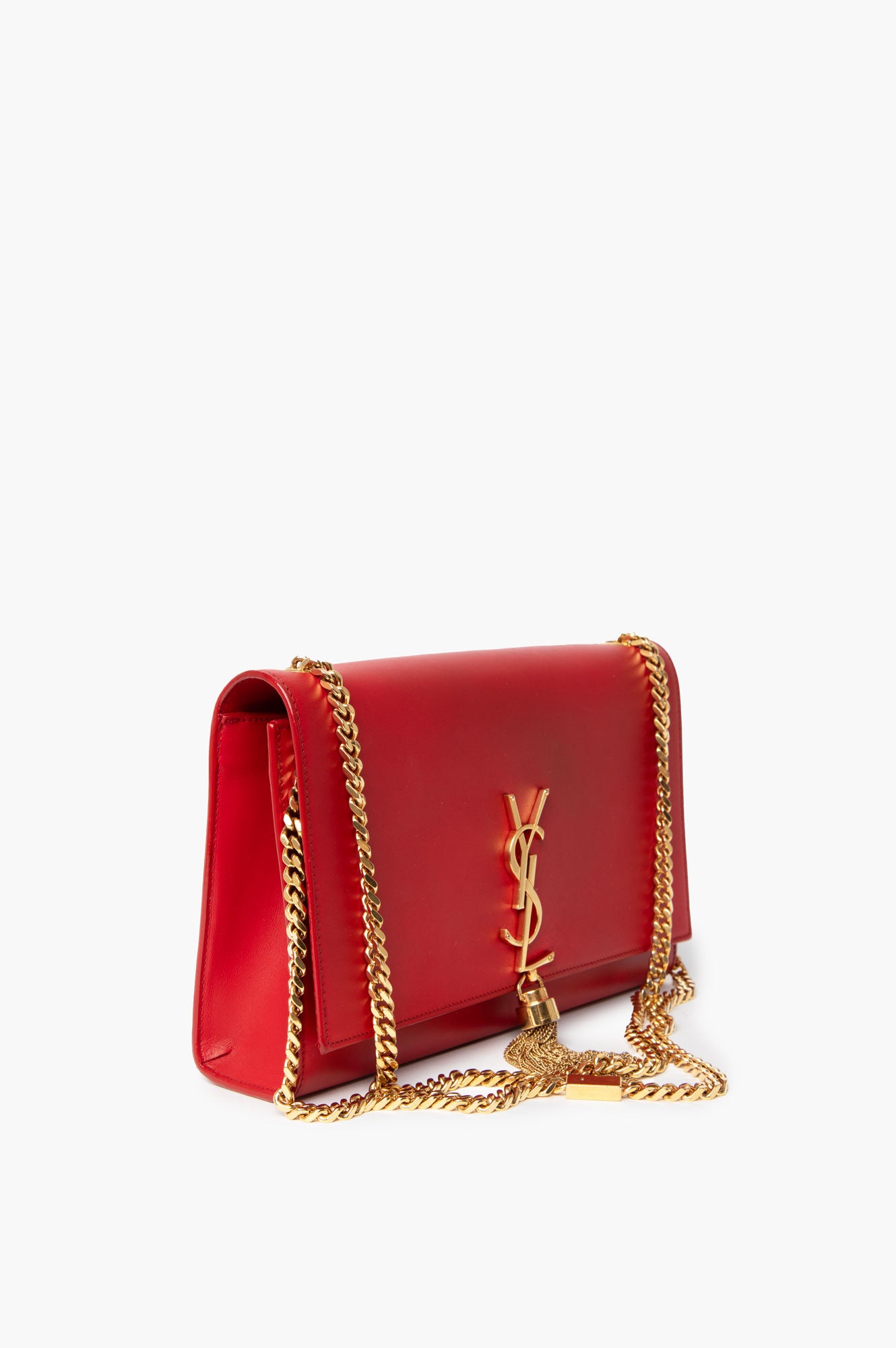 Saint Laurent Red Calfskin Medium Classic Kate Tassel Bag