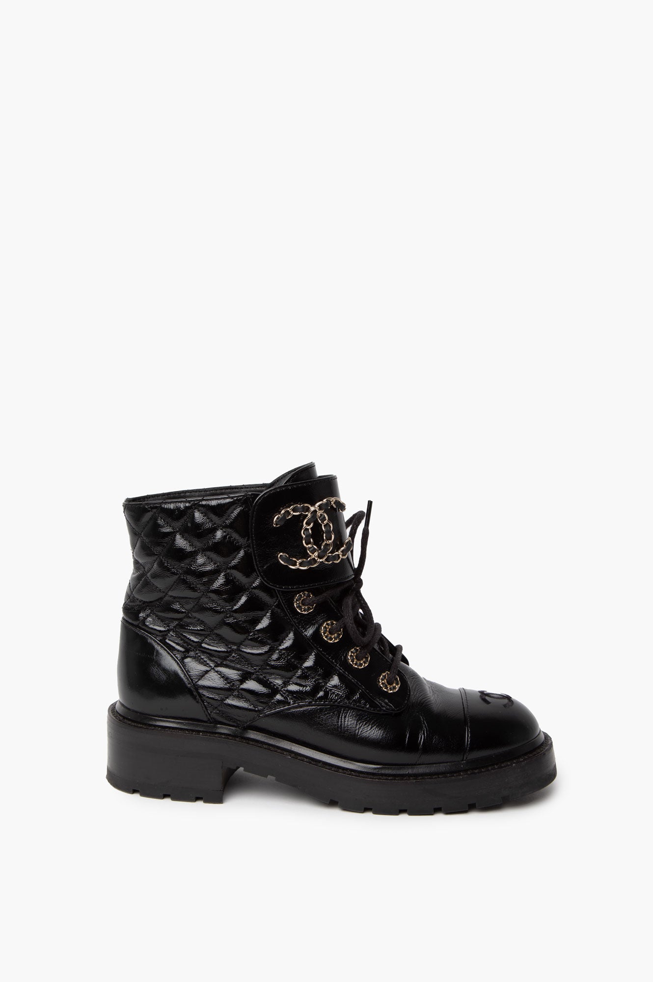 Chanel 2021 Interlocking CC Logo Combat Boots