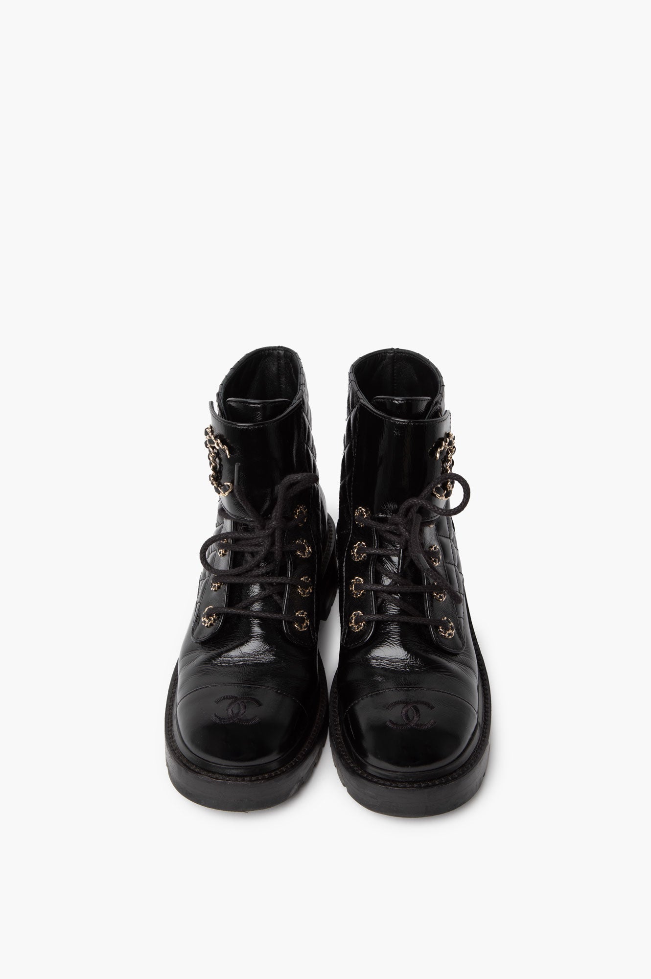 Chanel 2021 Interlocking CC Logo Combat Boots