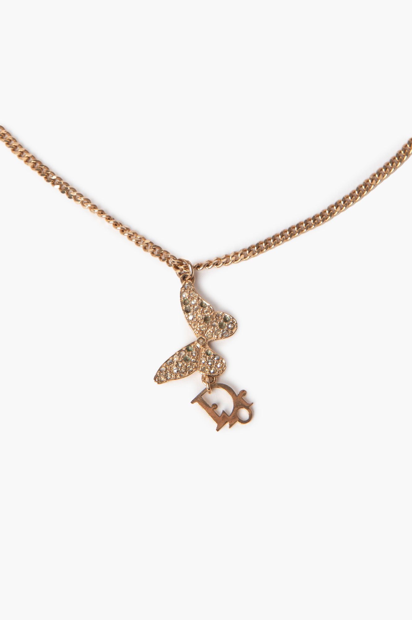 Christian Dior Gold Color Butterfly Necklace