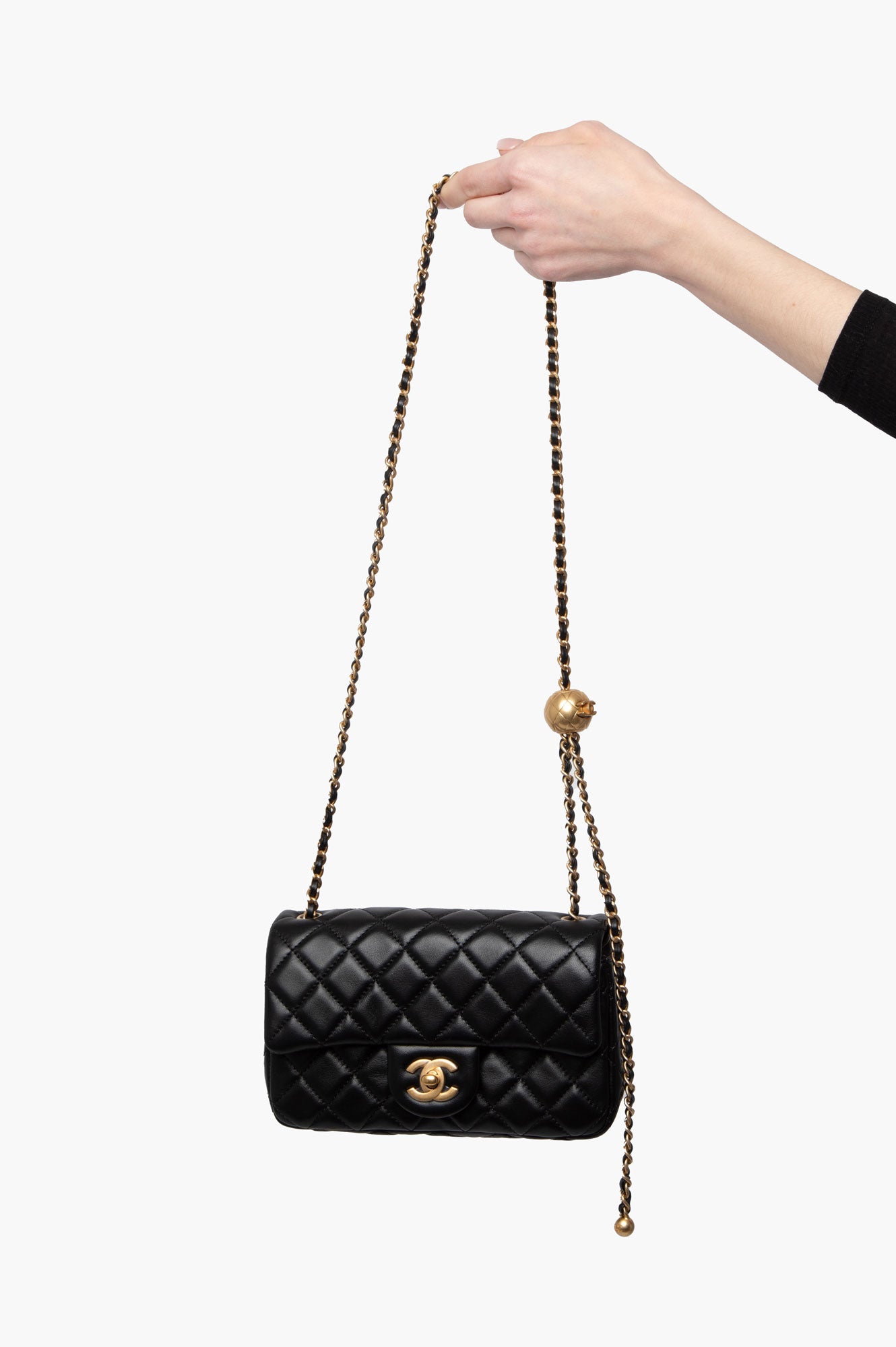 Chanel 2021 Black Mini Rectangle Pearl Crush Flap Bag