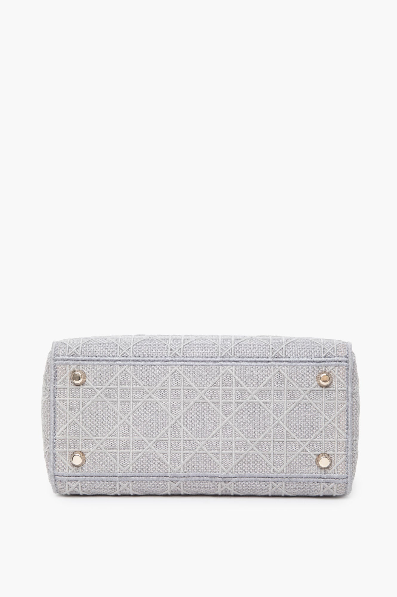 Christian Dior Medium D-Lite Bag Gray Cannage Embroidery Gold Hardware