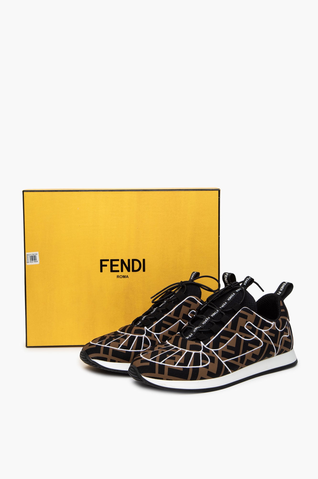 Fendi Tobacco Zucca Technical Fabric FFreedom Sneakers Size 38