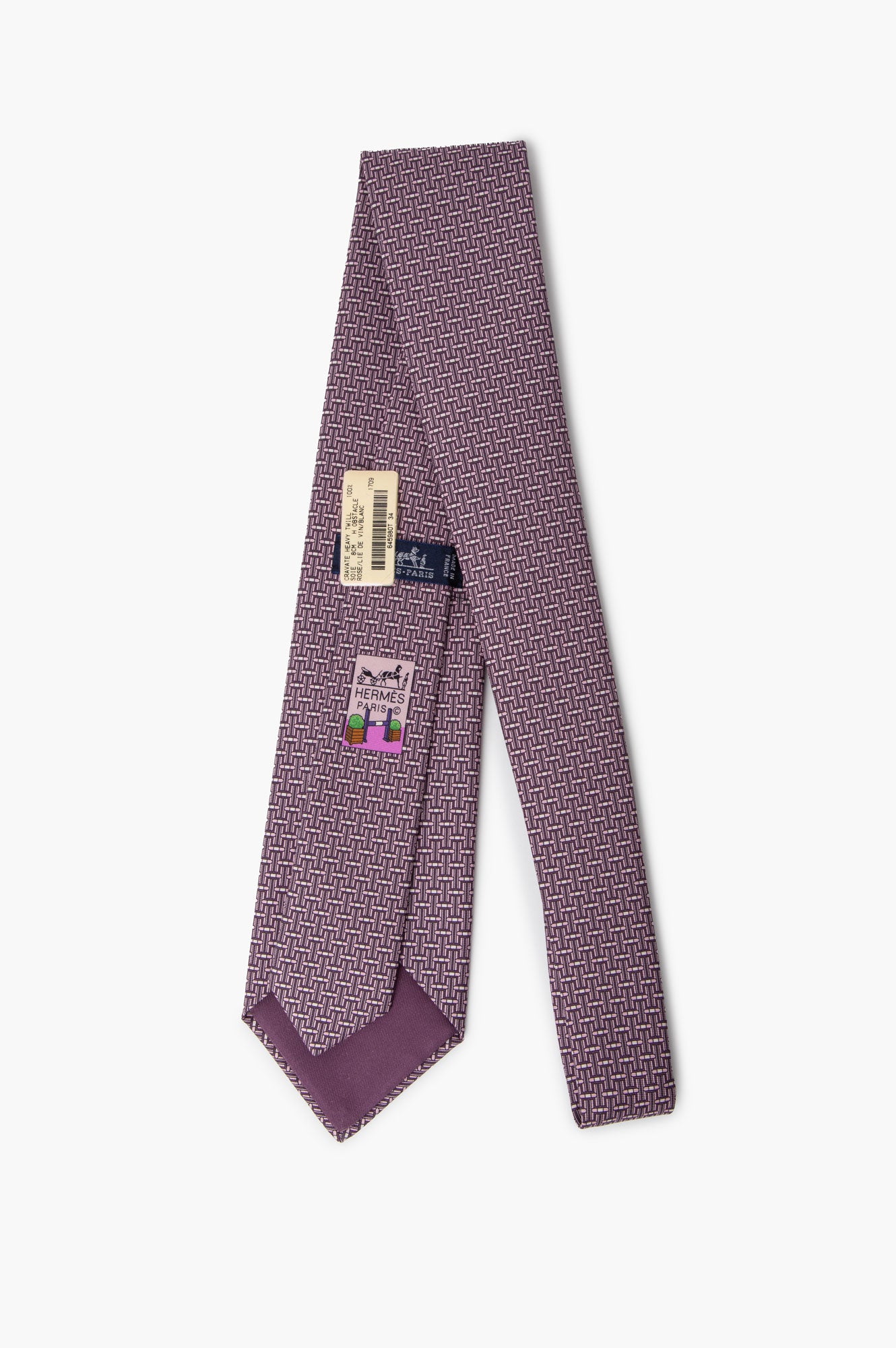 Hermès Pink Heavy Silk Twill H Obstacle 8 cm Cravate Tie