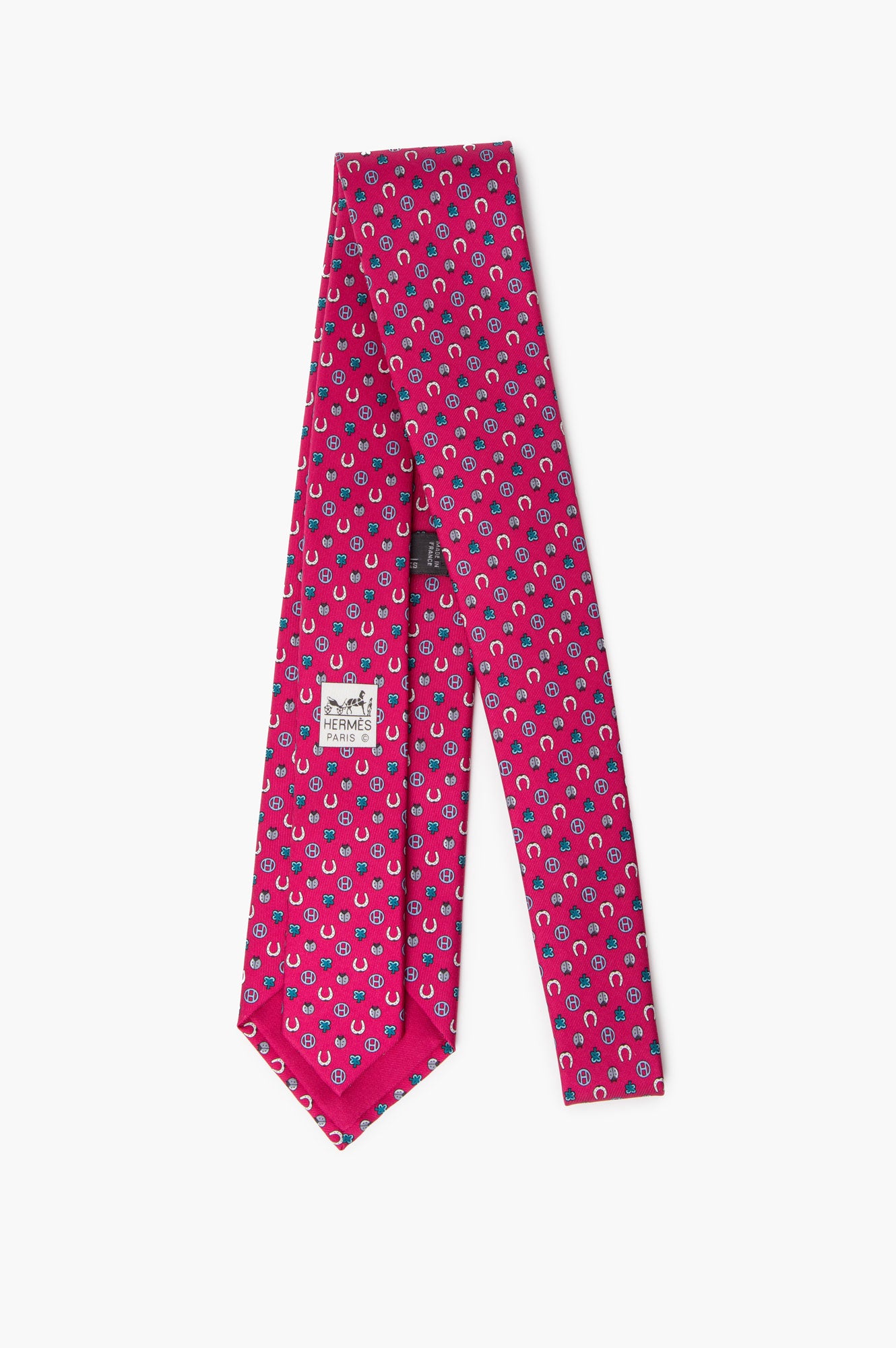 Hermès 8 cm Cravate Silk Twill Lucky Charm Motif Job Interview Tie