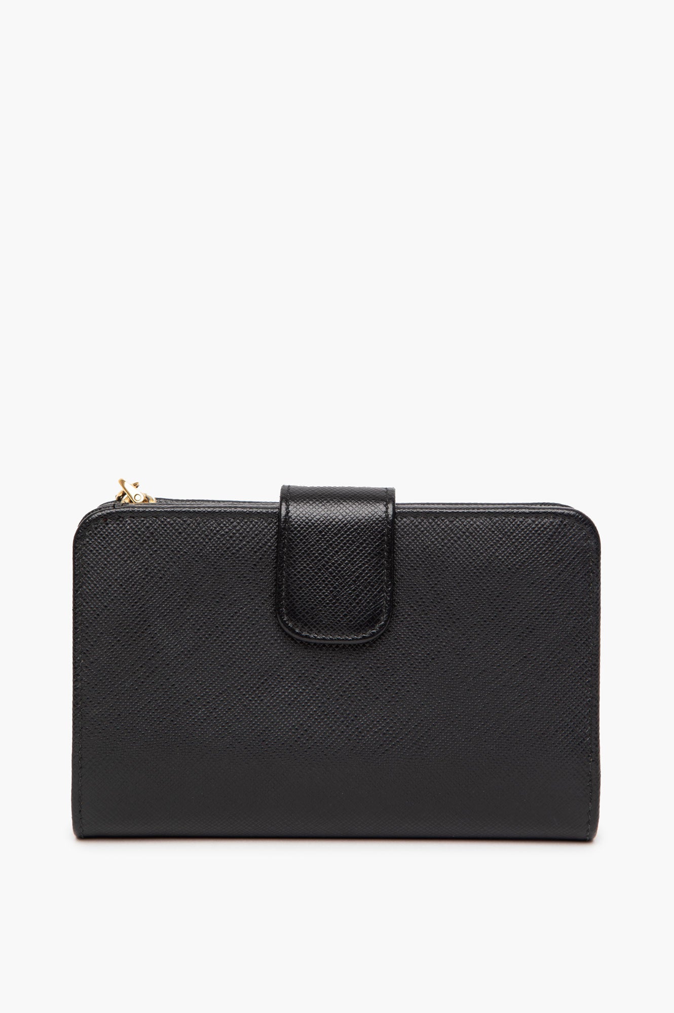 Prada Black Saffiano Leather Robot Charm Zip Wallet