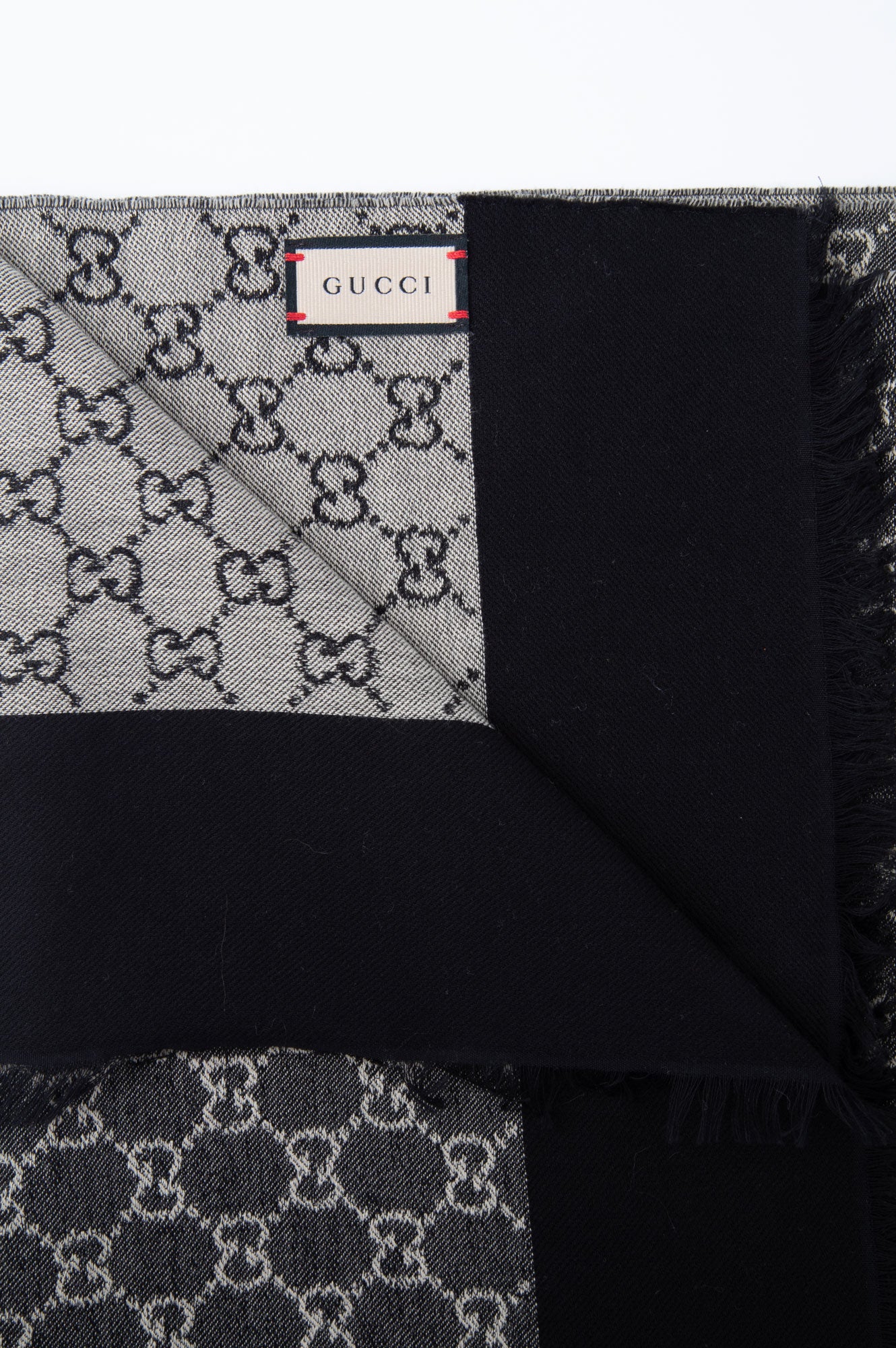 Gucci Black/Beige GG Monogram Cotton Scarf