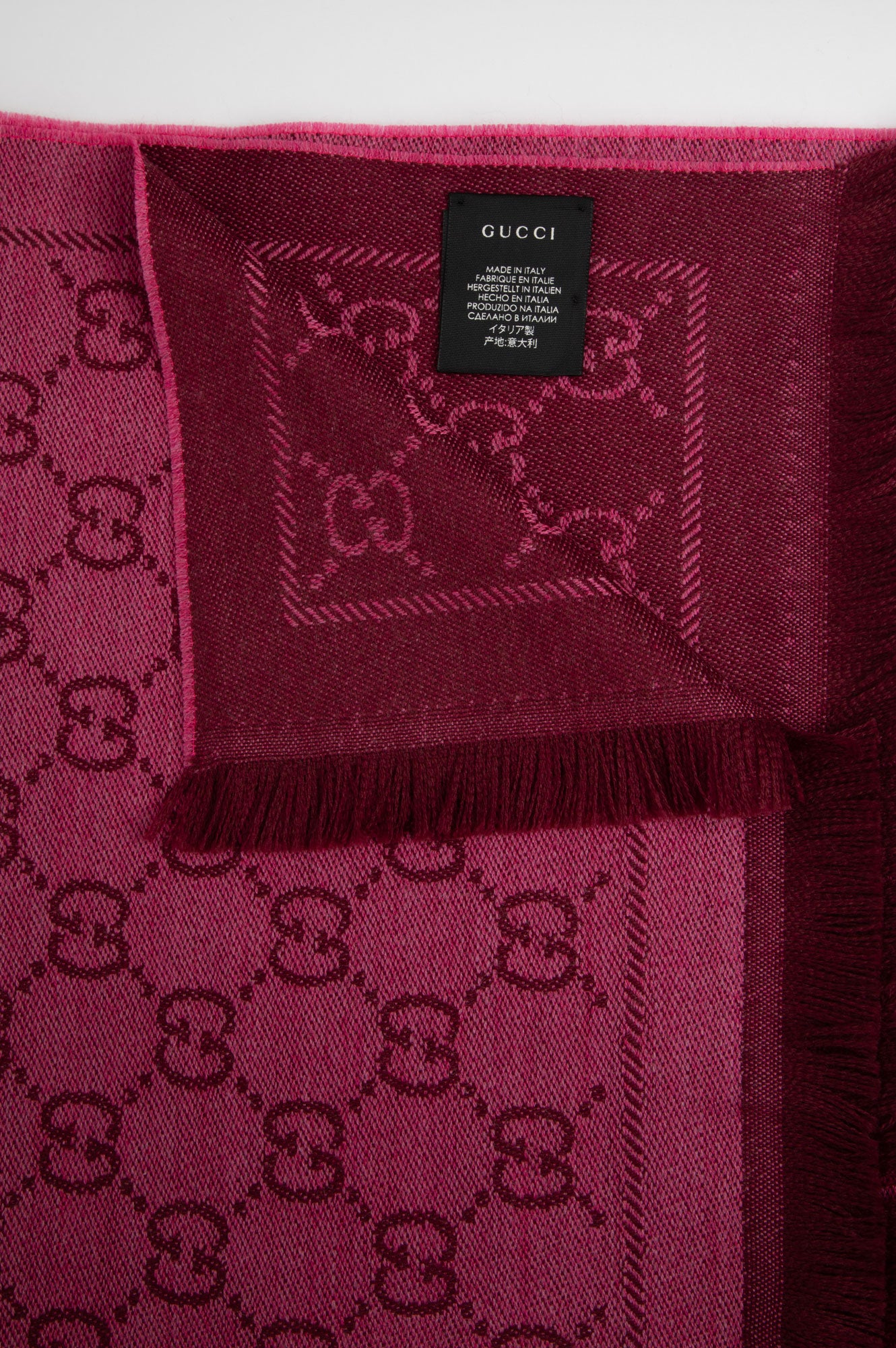 Gucci Pink Wool GG Monogram Scarf