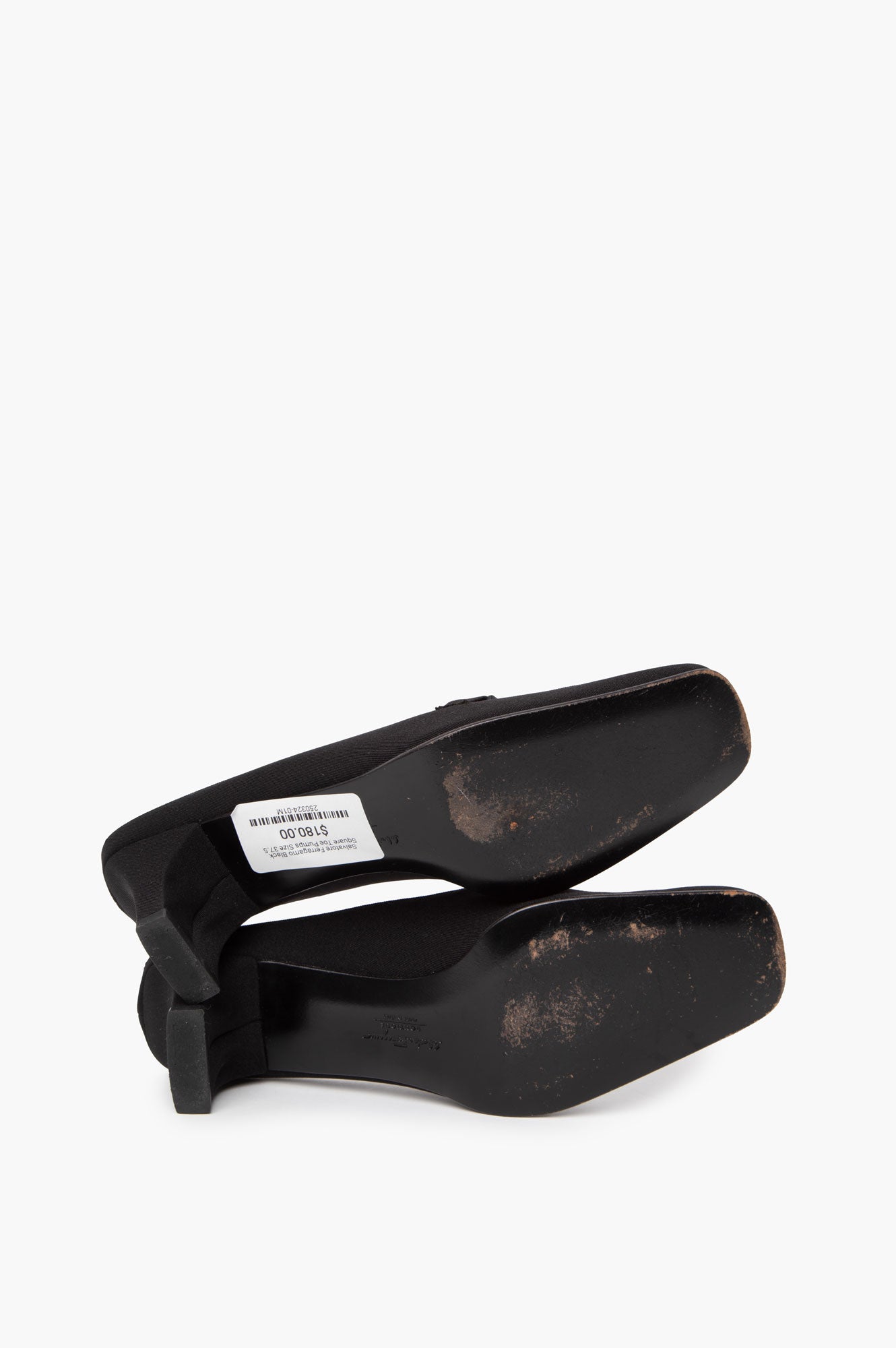 Salvatore Ferragamo Black Square Toe Pumps Size 37.5