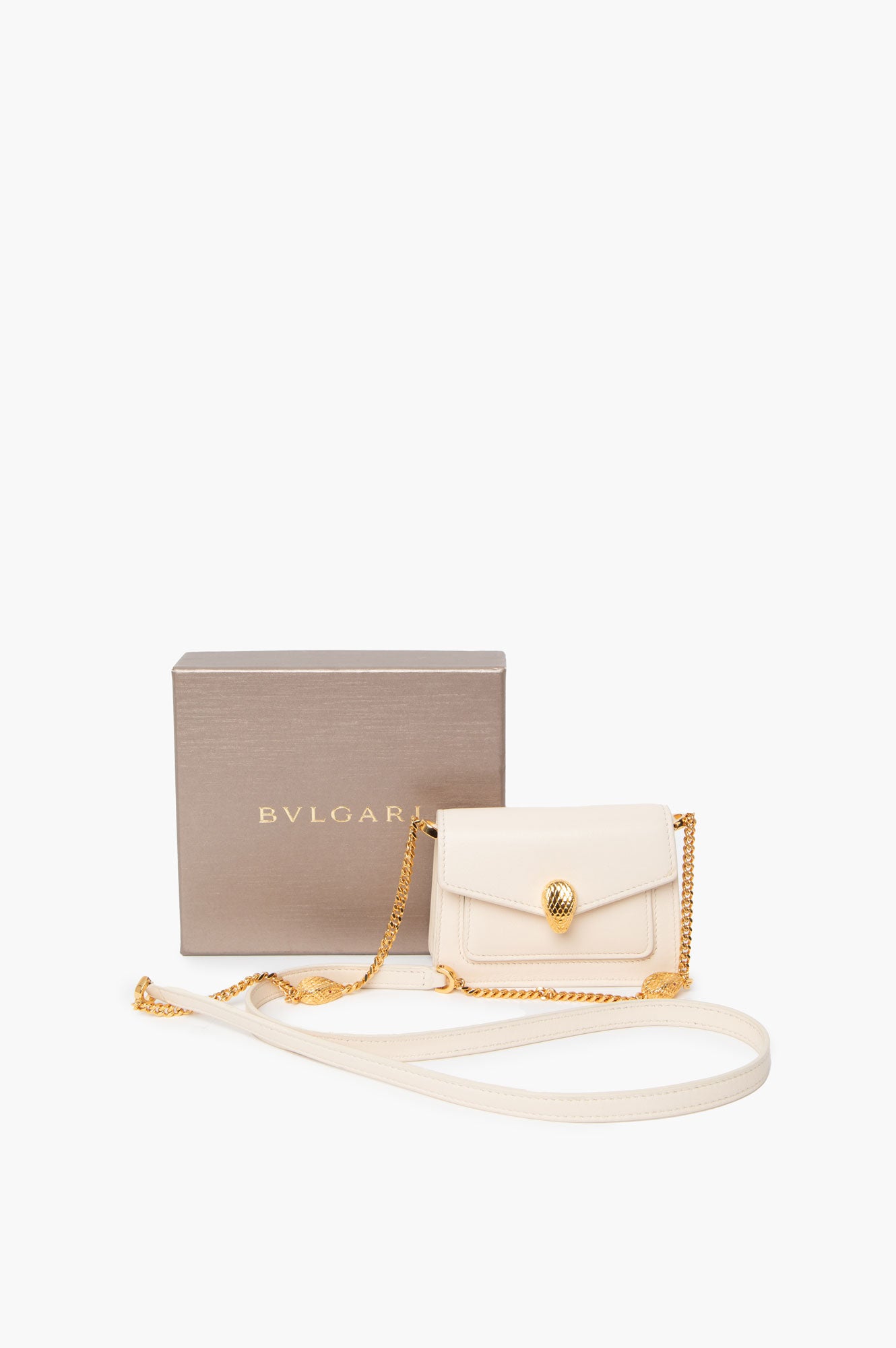 Bvlgari White Serpenti Forever Micro Bag