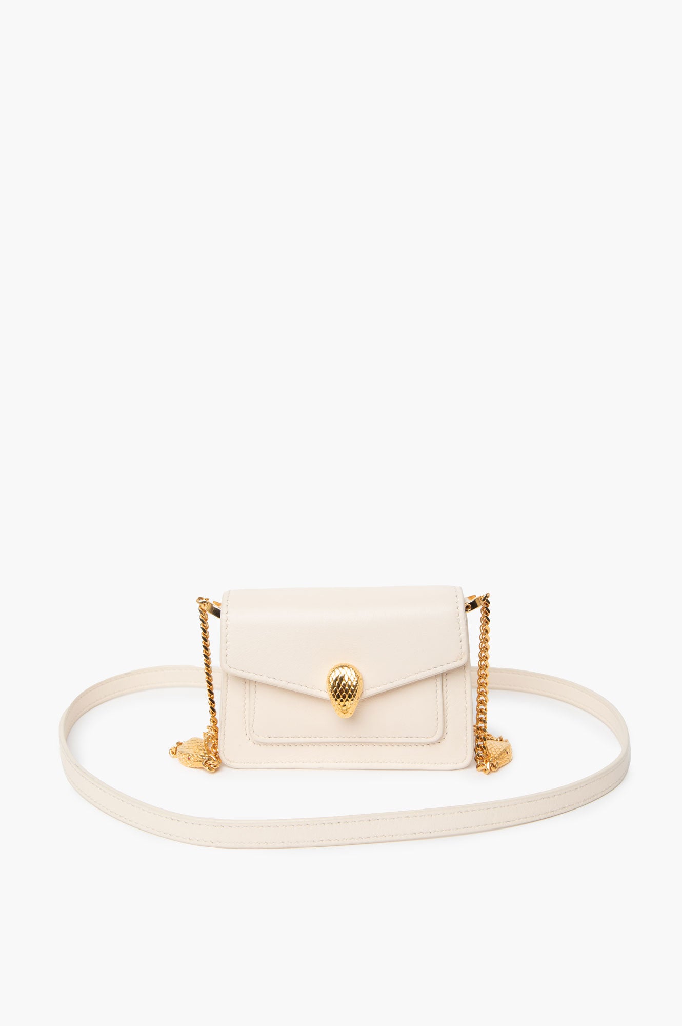 Bvlgari White Serpenti Forever Micro Bag
