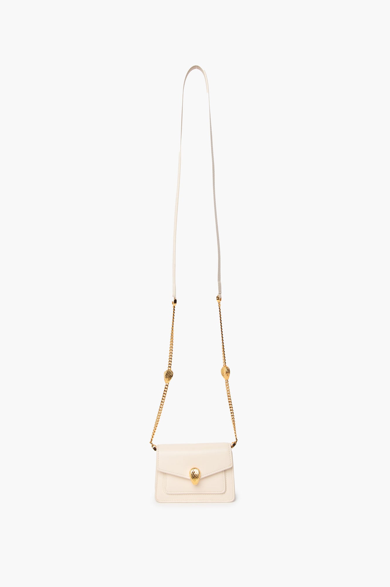 Bvlgari White Serpenti Forever Micro Bag