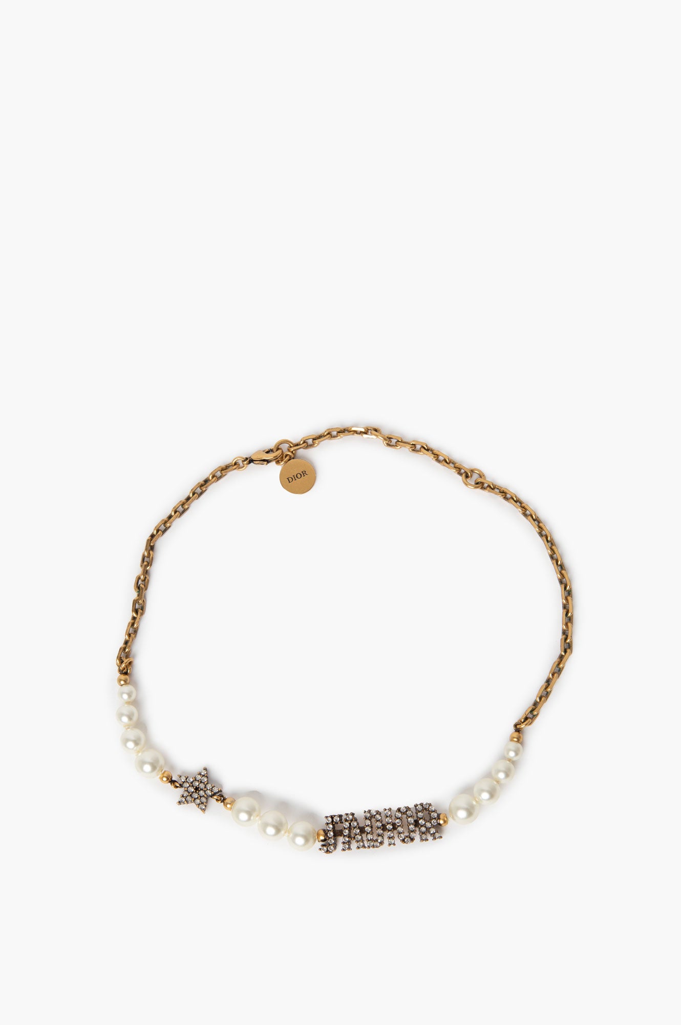 Christian Dior Metal Pearl Crystal J'Adore Choker Necklace