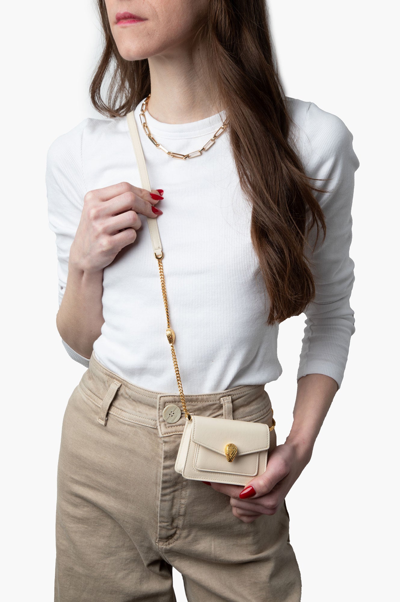 Bvlgari White Serpenti Forever Micro Bag
