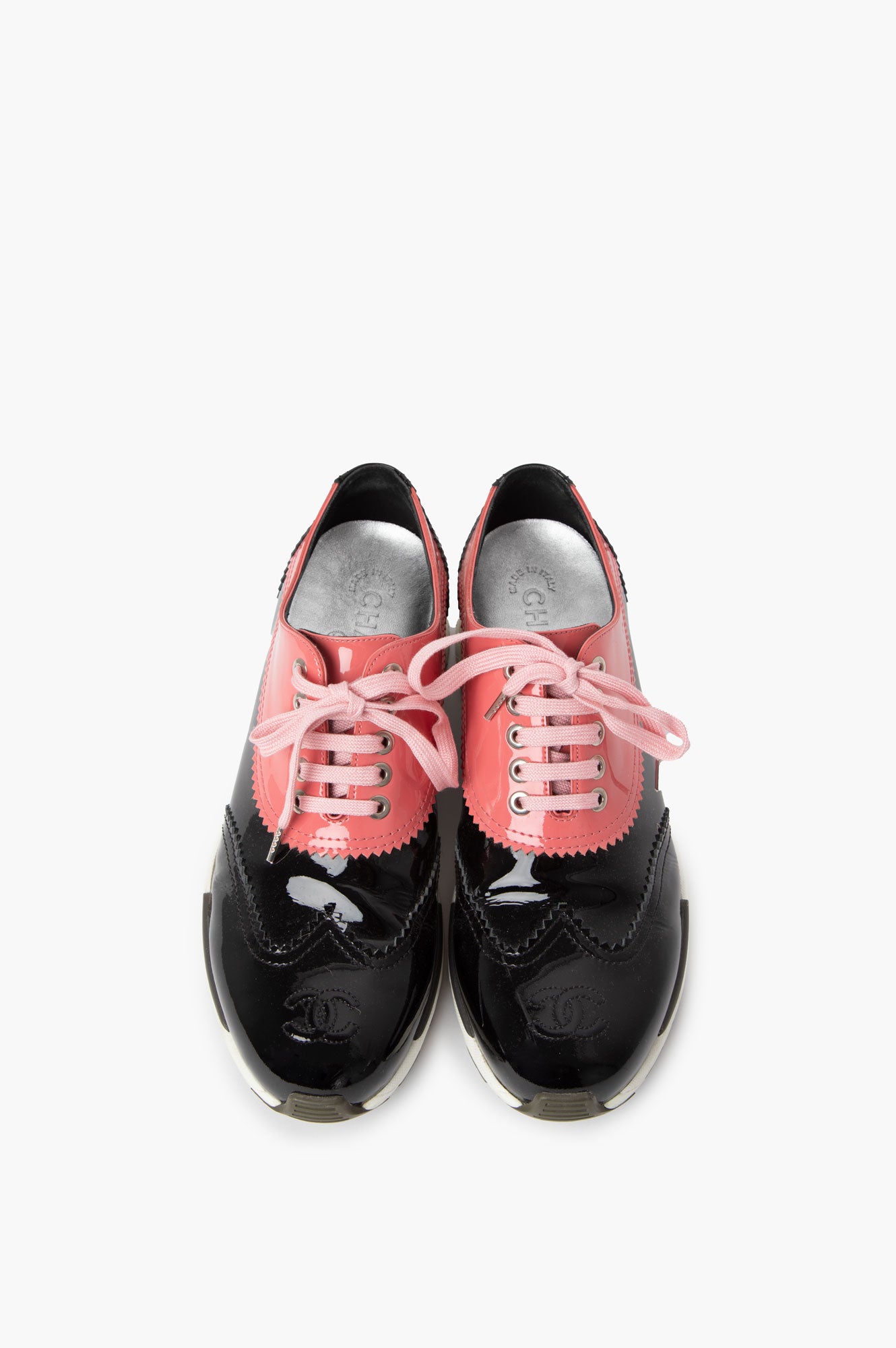 Chanel Black and Pink Oxford Sneaker Size 39