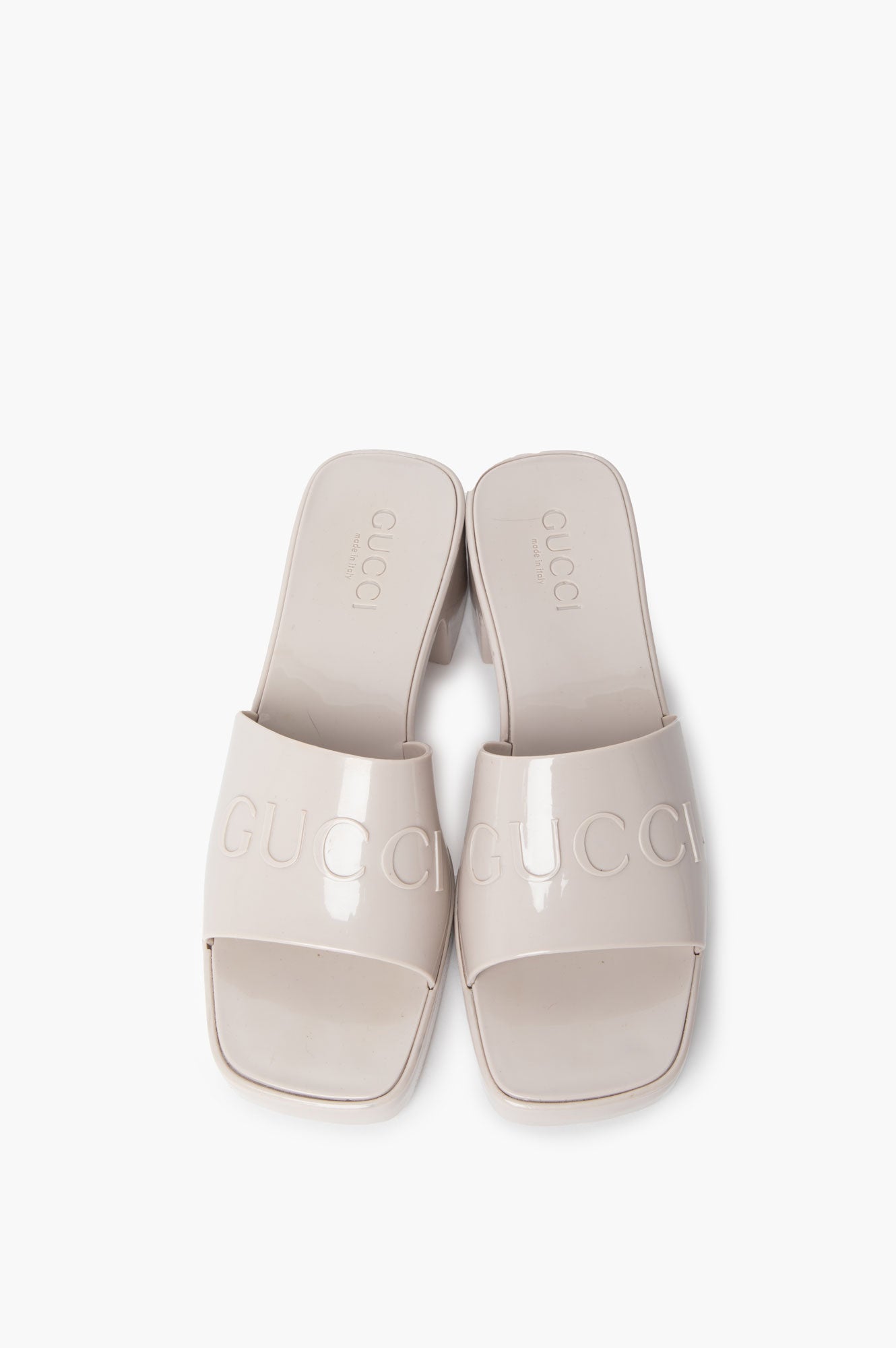 Gucci Rubber Light Grey Slides Size 39