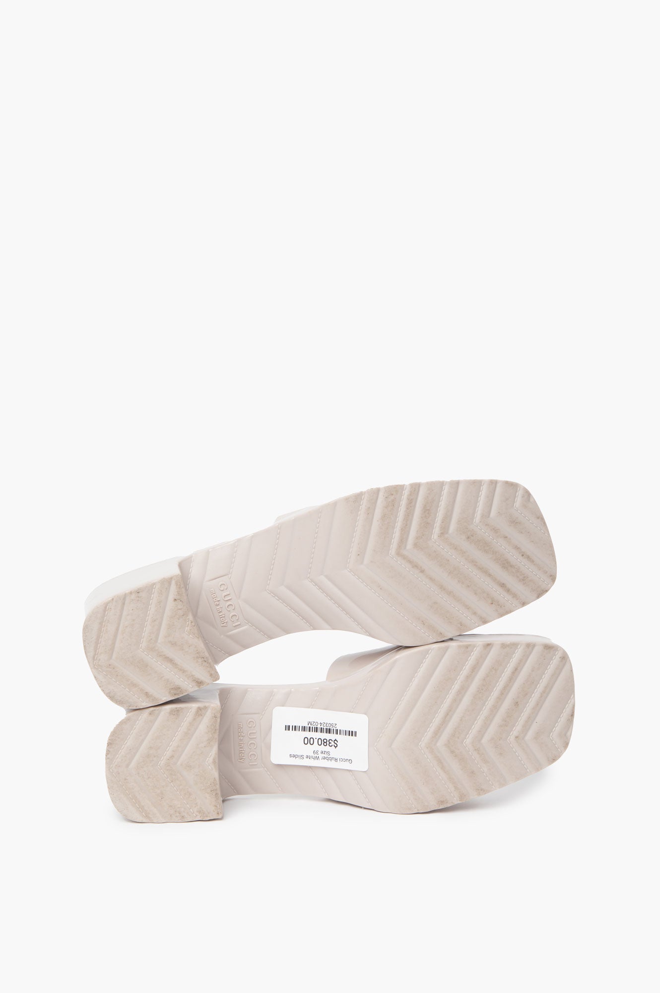 Gucci Rubber Light Grey Slides Size 39