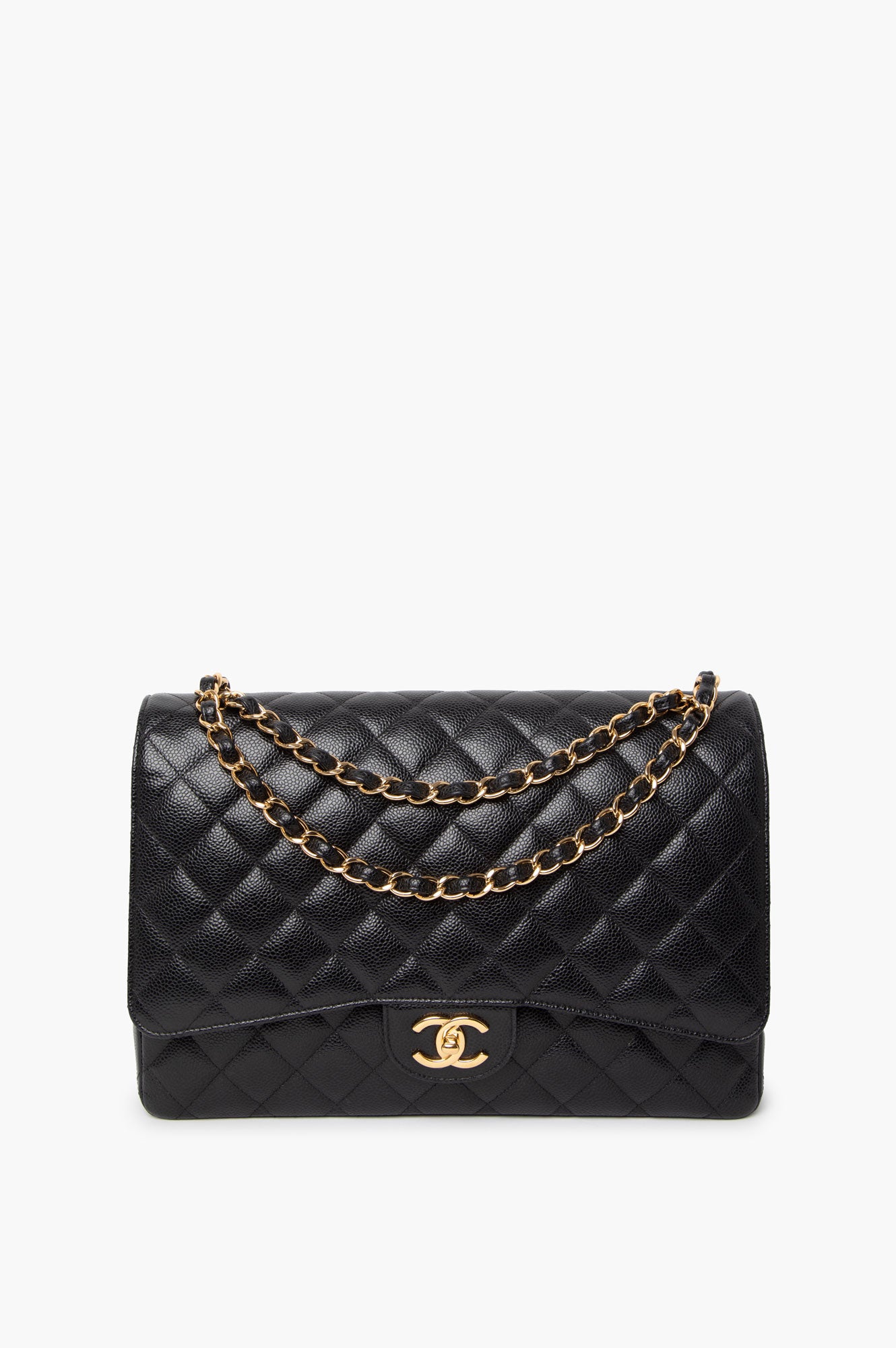 Chanel 2021 Black Caviar Maxi Classic Flap Bag