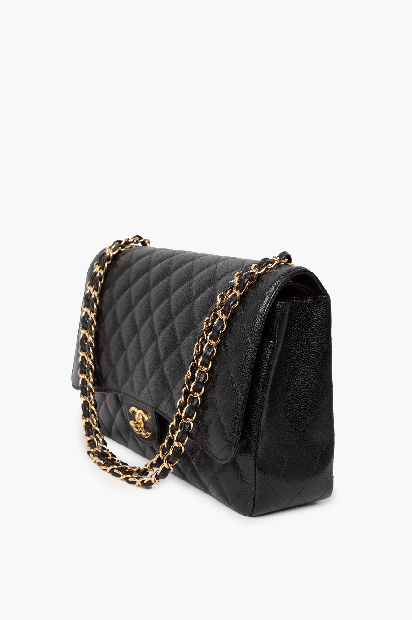 Chanel 2021 Black Caviar Maxi Classic Flap Bag
