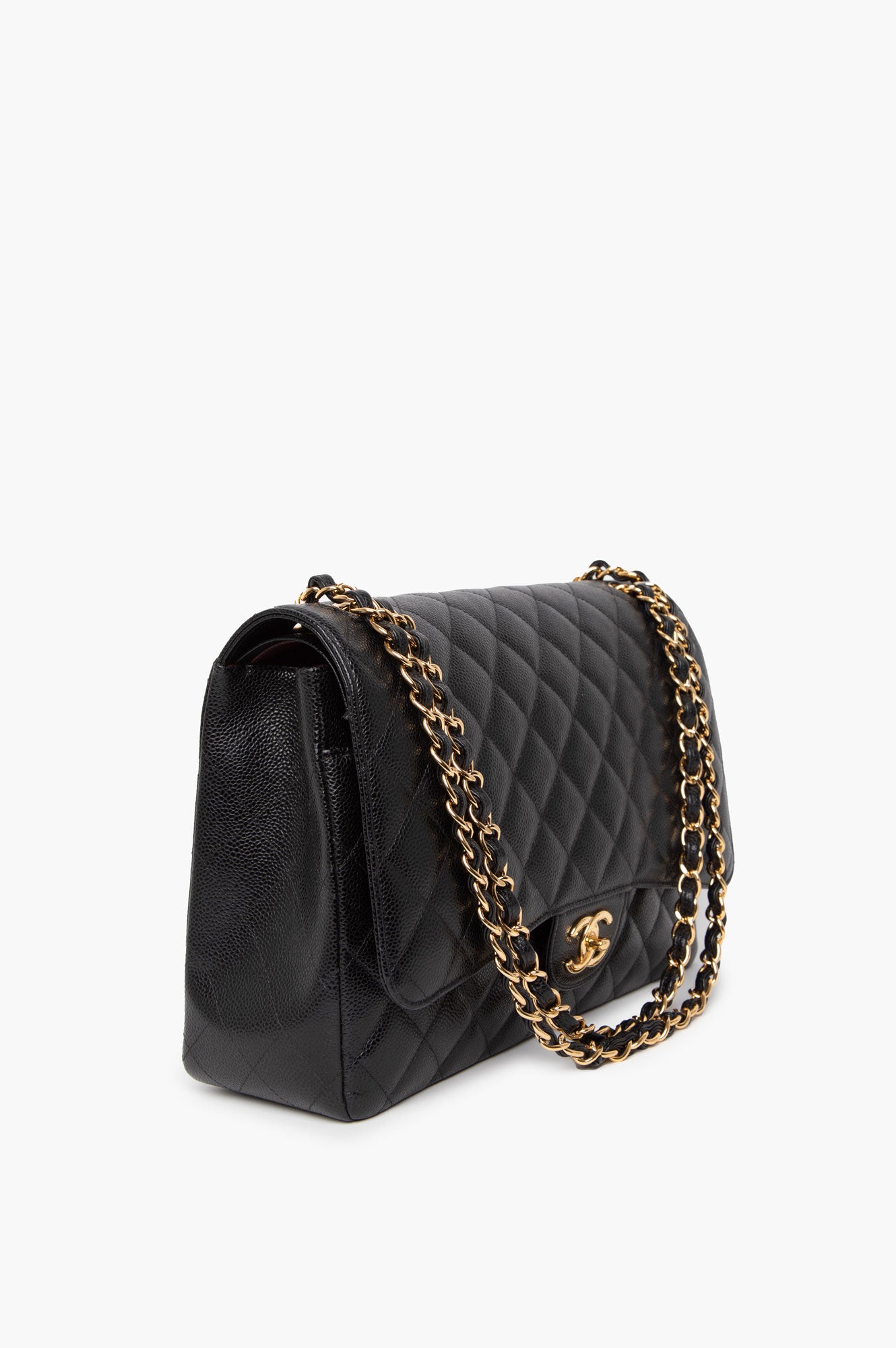 Chanel 2021 Black Caviar Maxi Classic Flap Bag