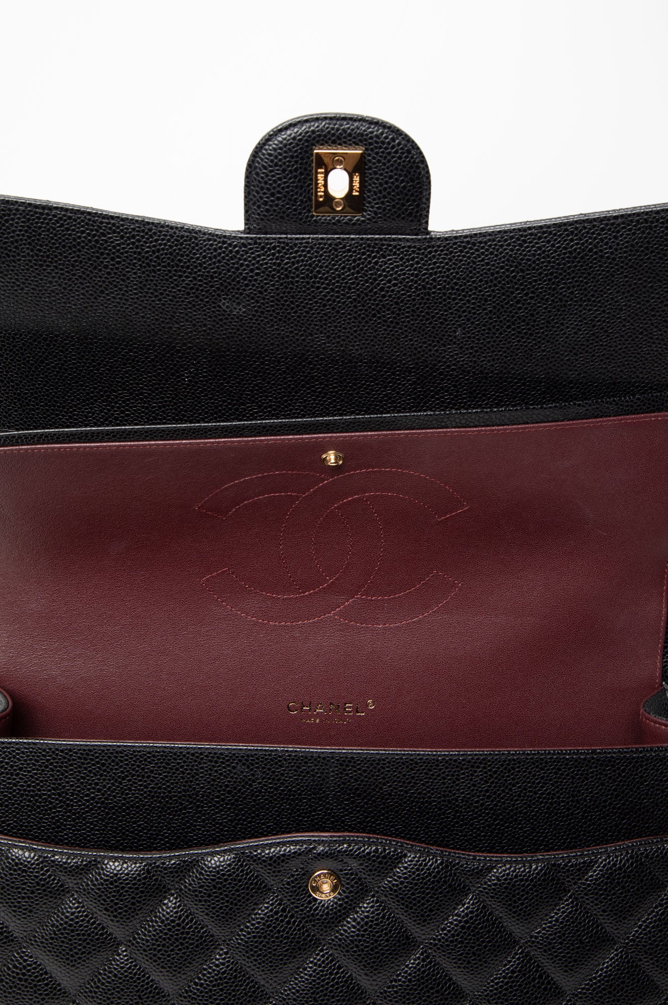 Chanel 2021 Black Caviar Maxi Classic Flap Bag