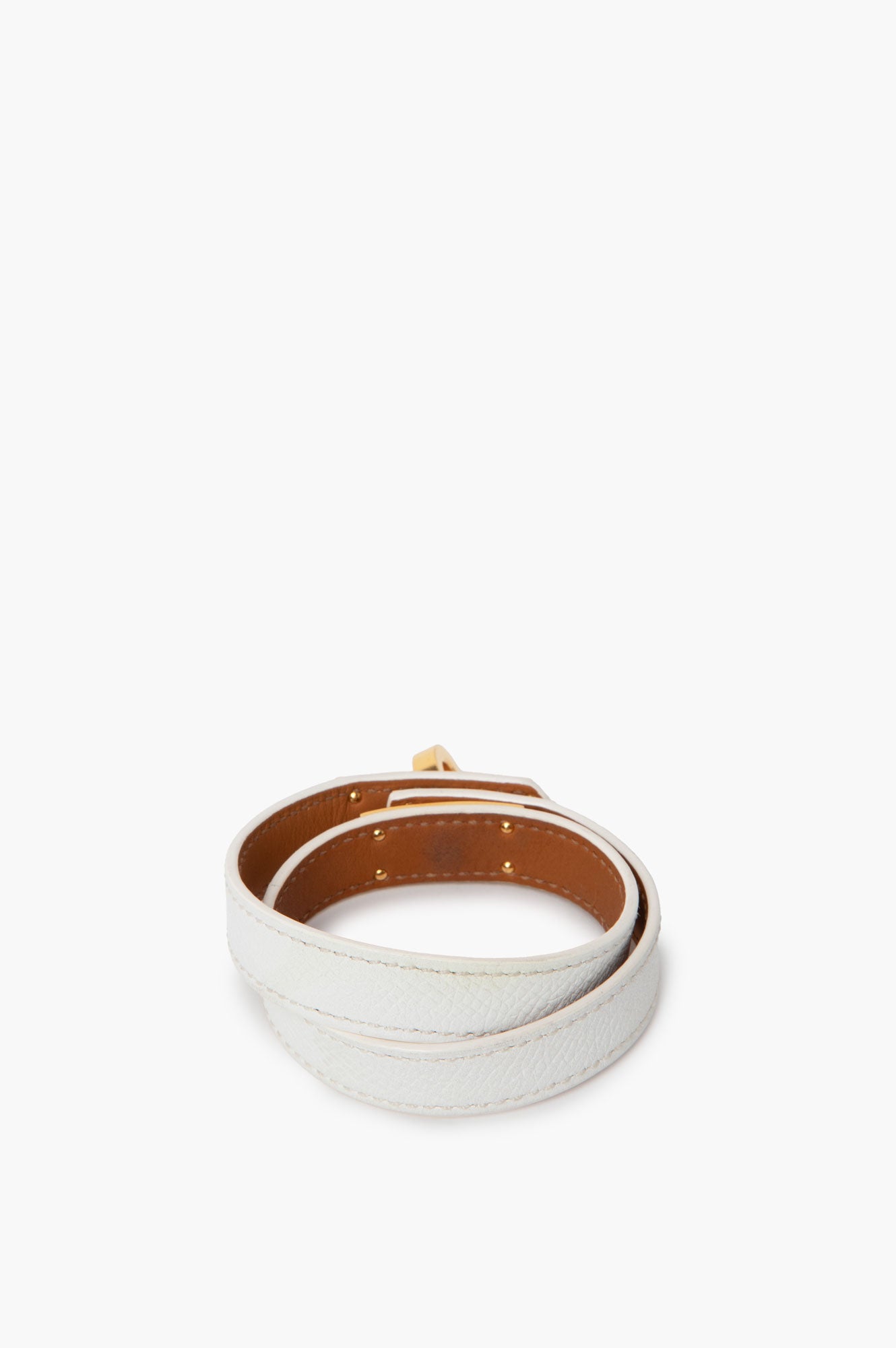 Hermes White Kelly Double Tour Lerather Bracelet Small