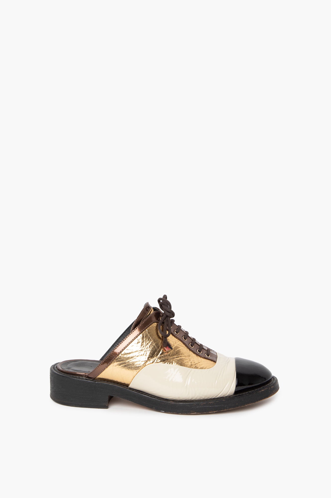 Chanel Gold Slip On Mules 37C