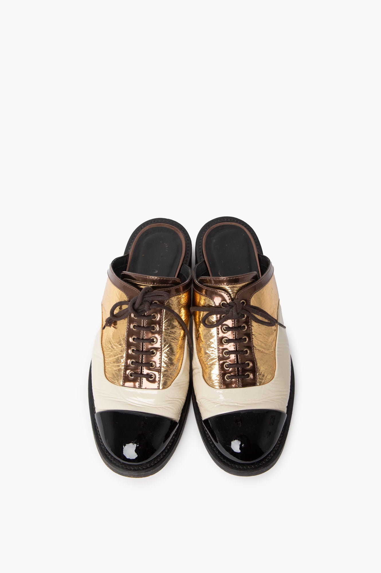 Chanel Gold Slip On Mules 37C