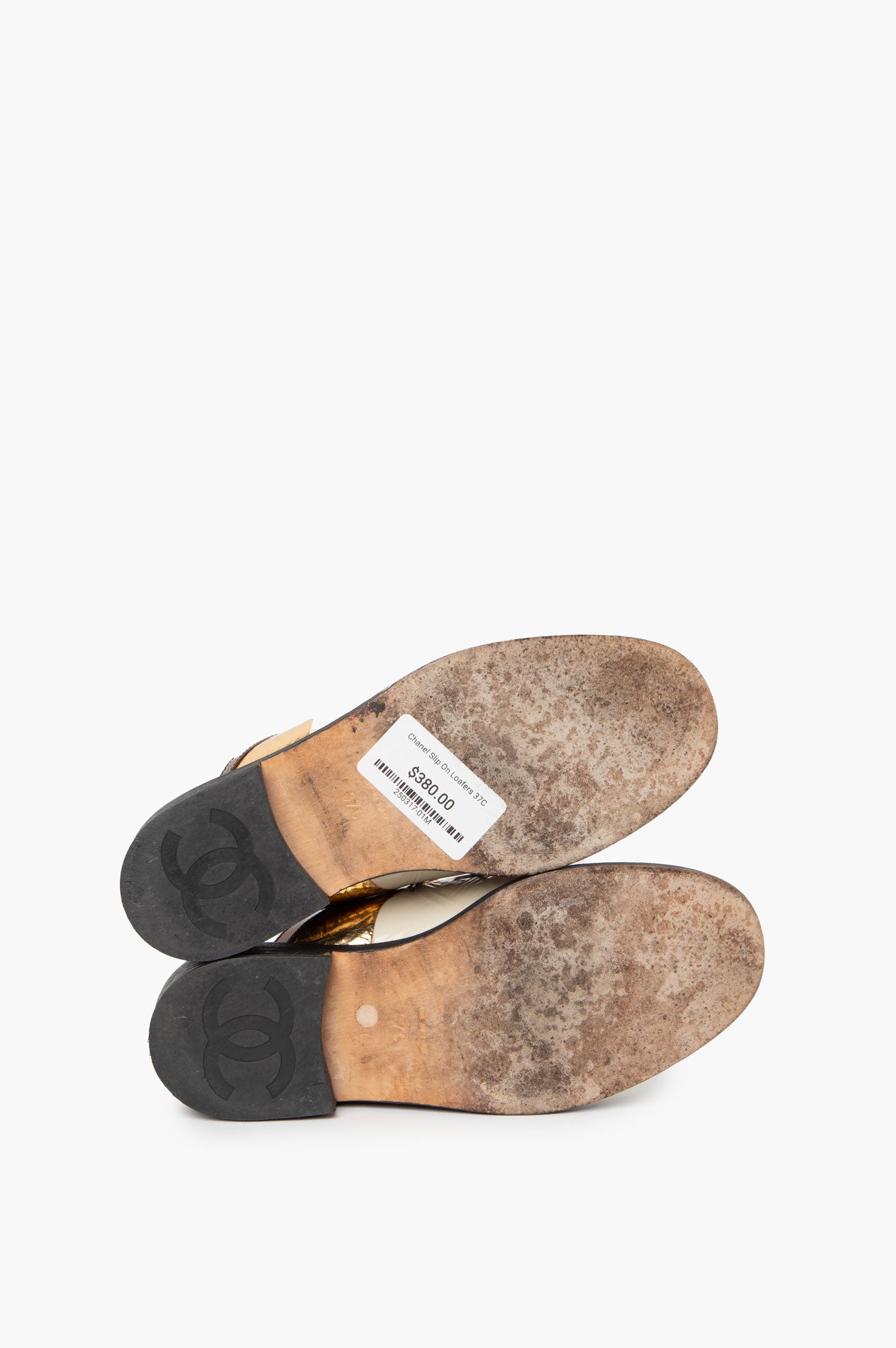 Chanel Gold Slip On Mules 37C