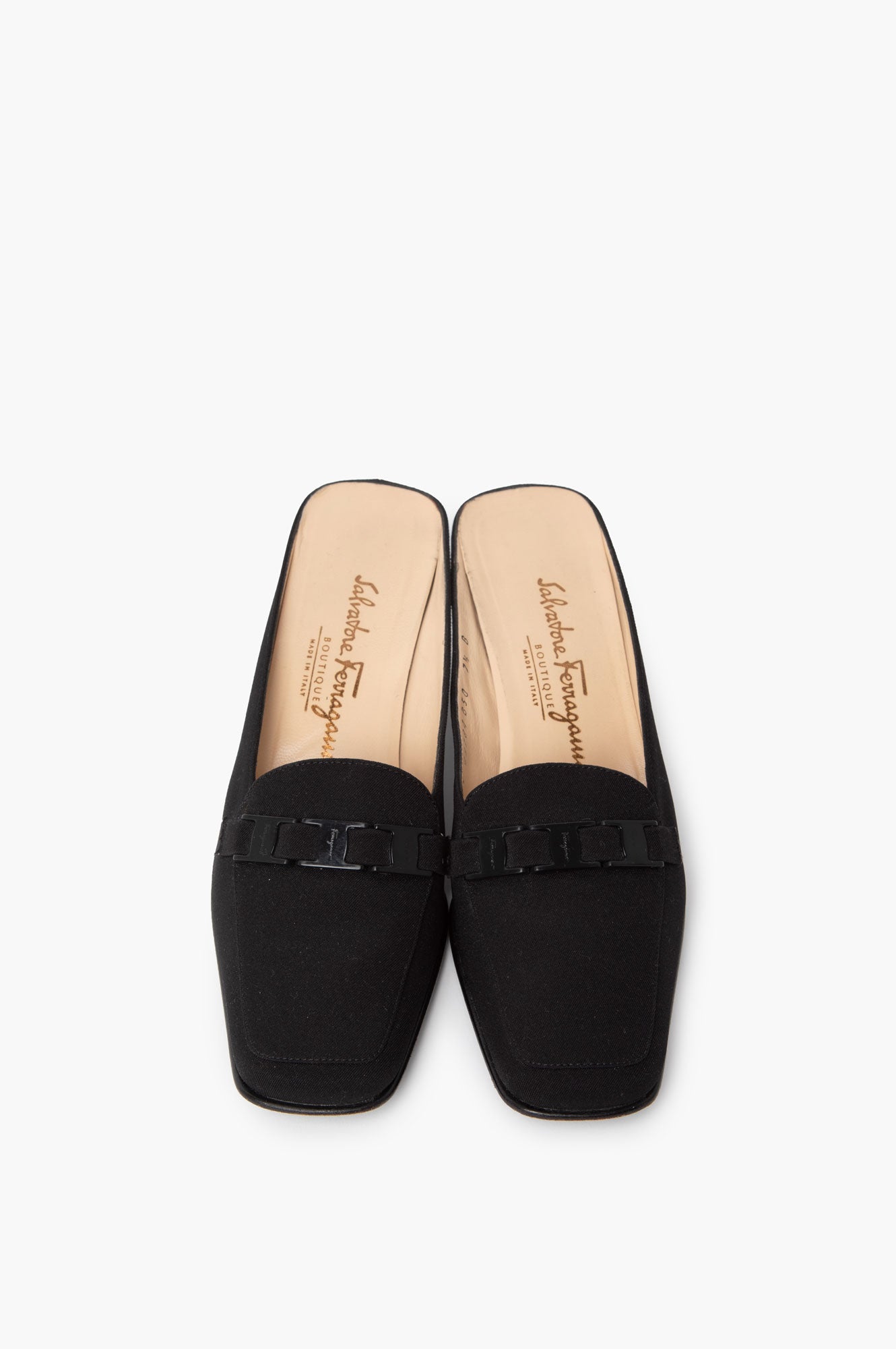 Salvatore Ferragamo Black Square Toe Pumps Size 37.5