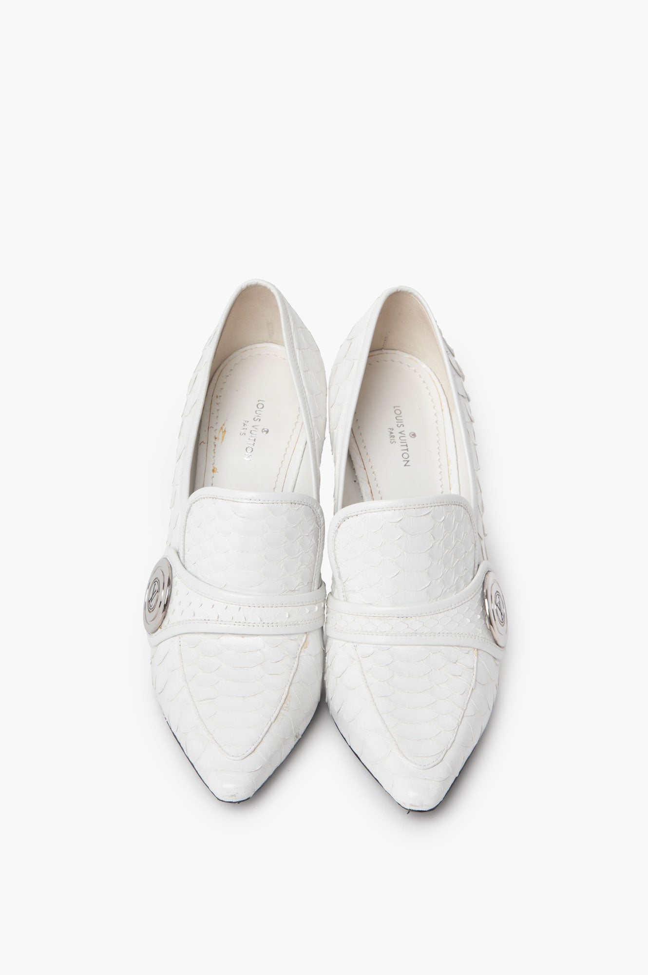 Louis Vuitton Royal Python Leather Pumps White Size 36.5