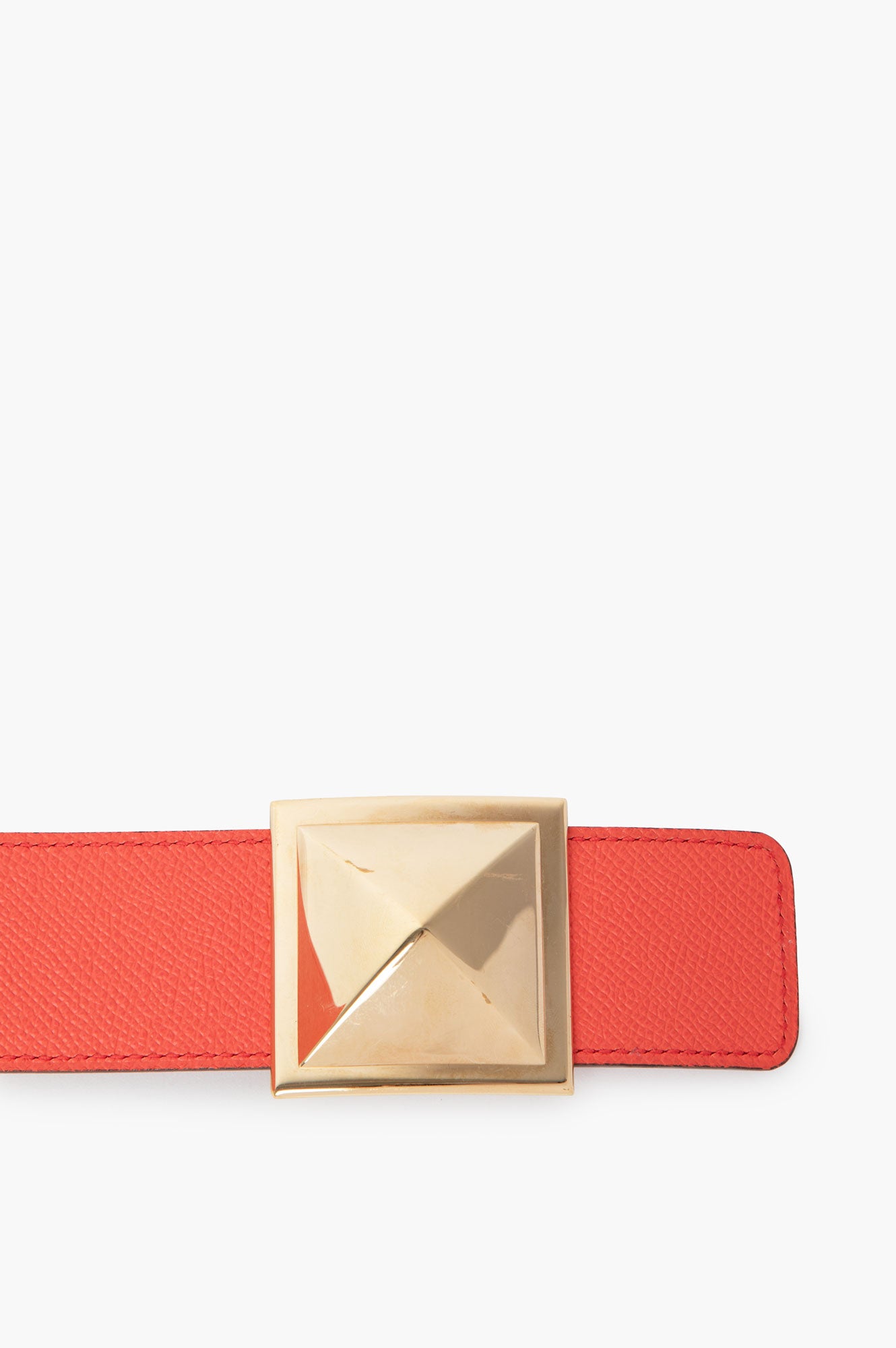 Hermes Reversible Belt 42mm Red/Orange Size 85 with Gold Stud Buckle