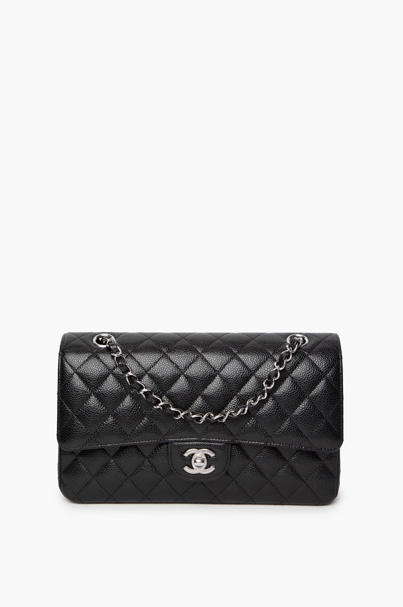 Chanel 2022 Black Caviar Classic Double Flap SHW